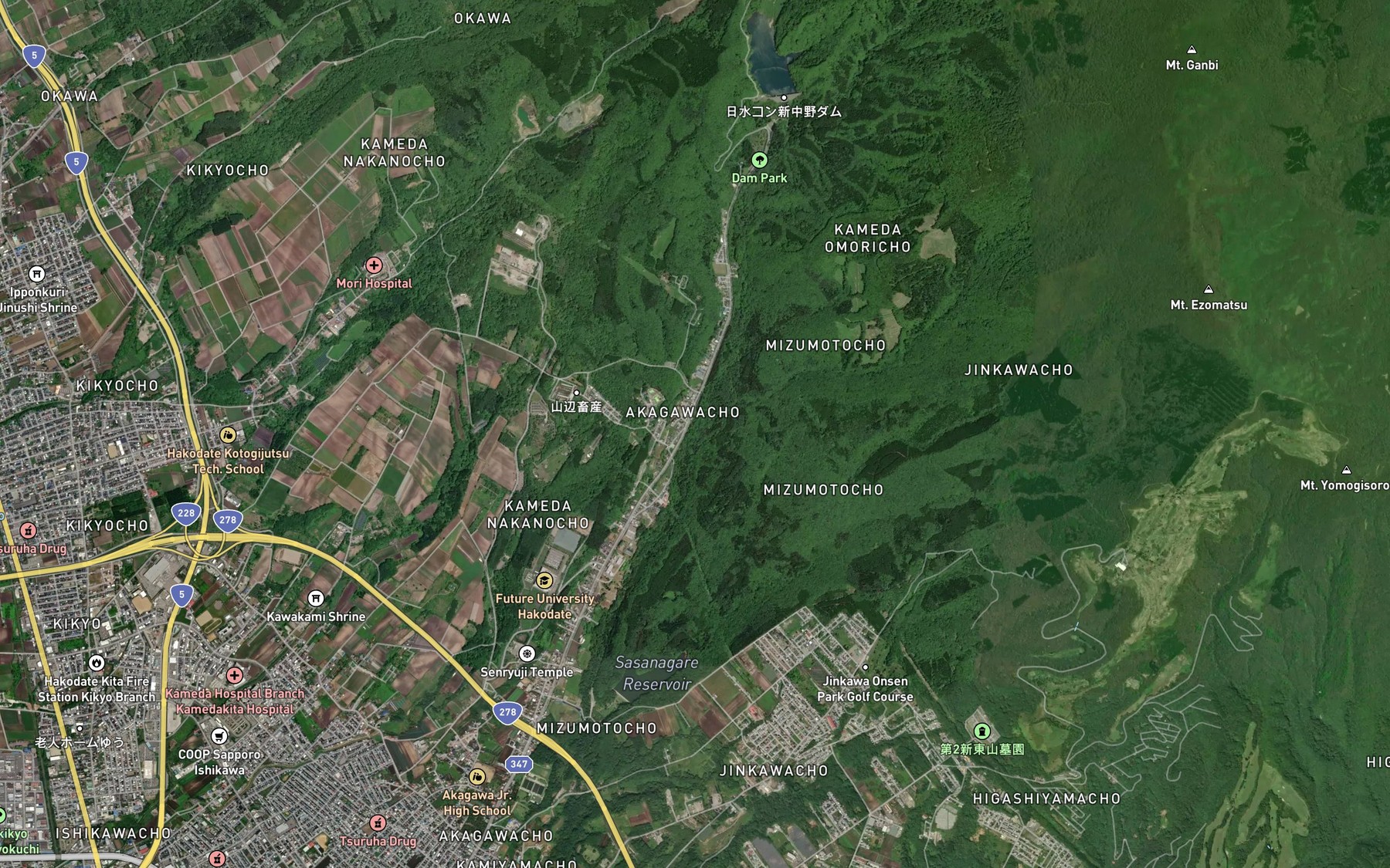Satellite map of the Shojin Gawa