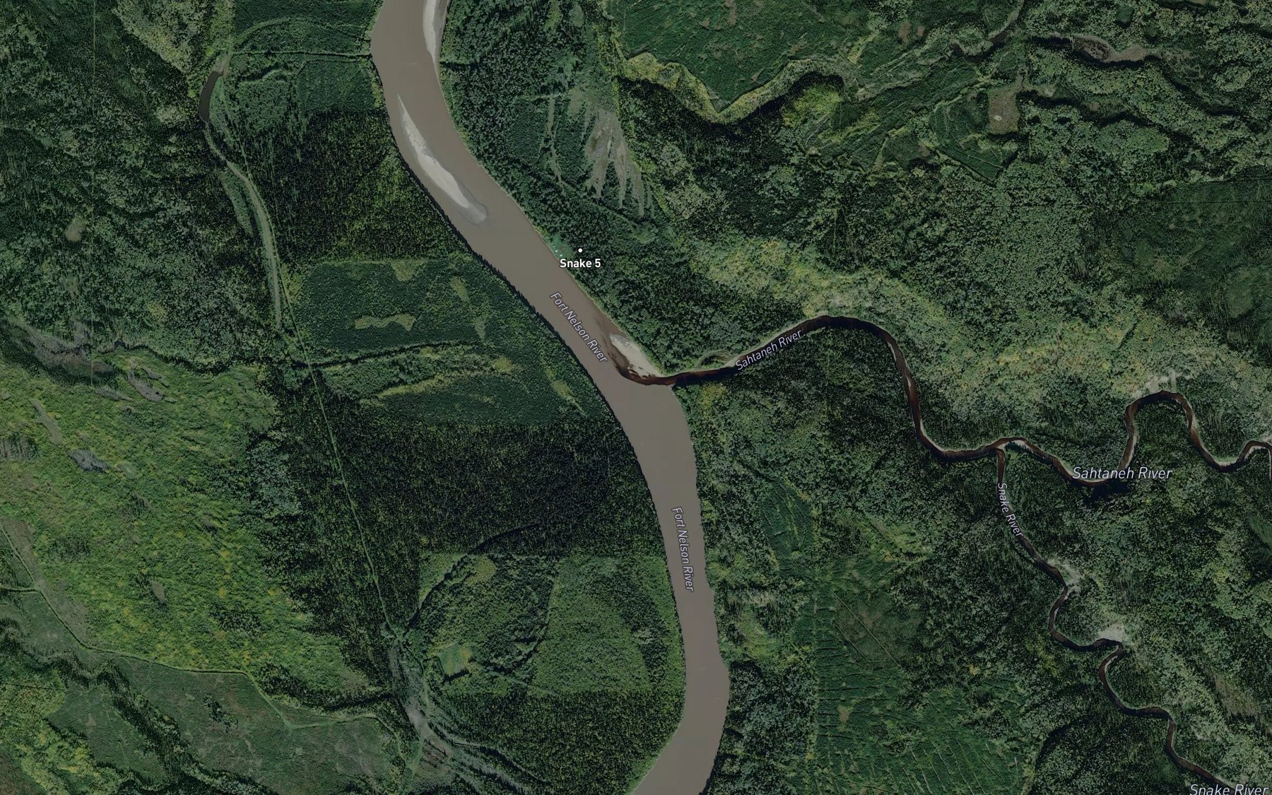 Satellite map of the Sahtaneh River