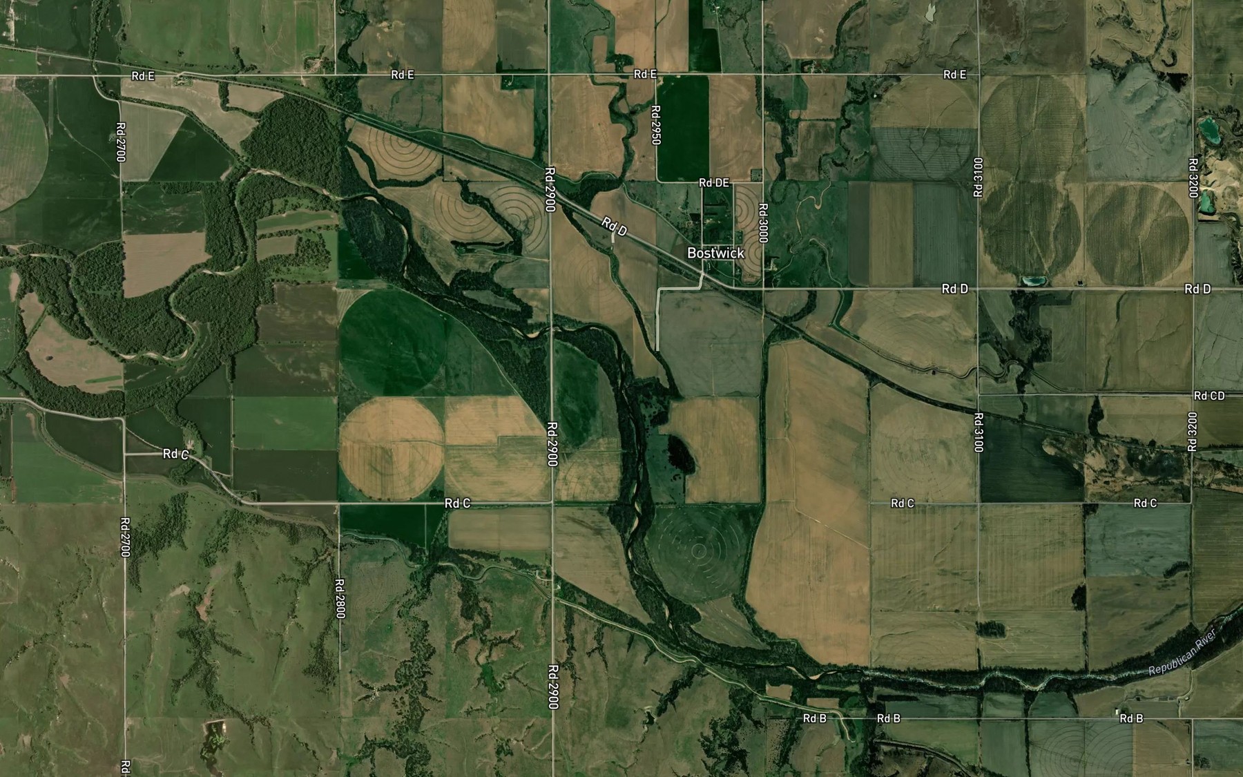 Satellite map of the Cottonwood Creek