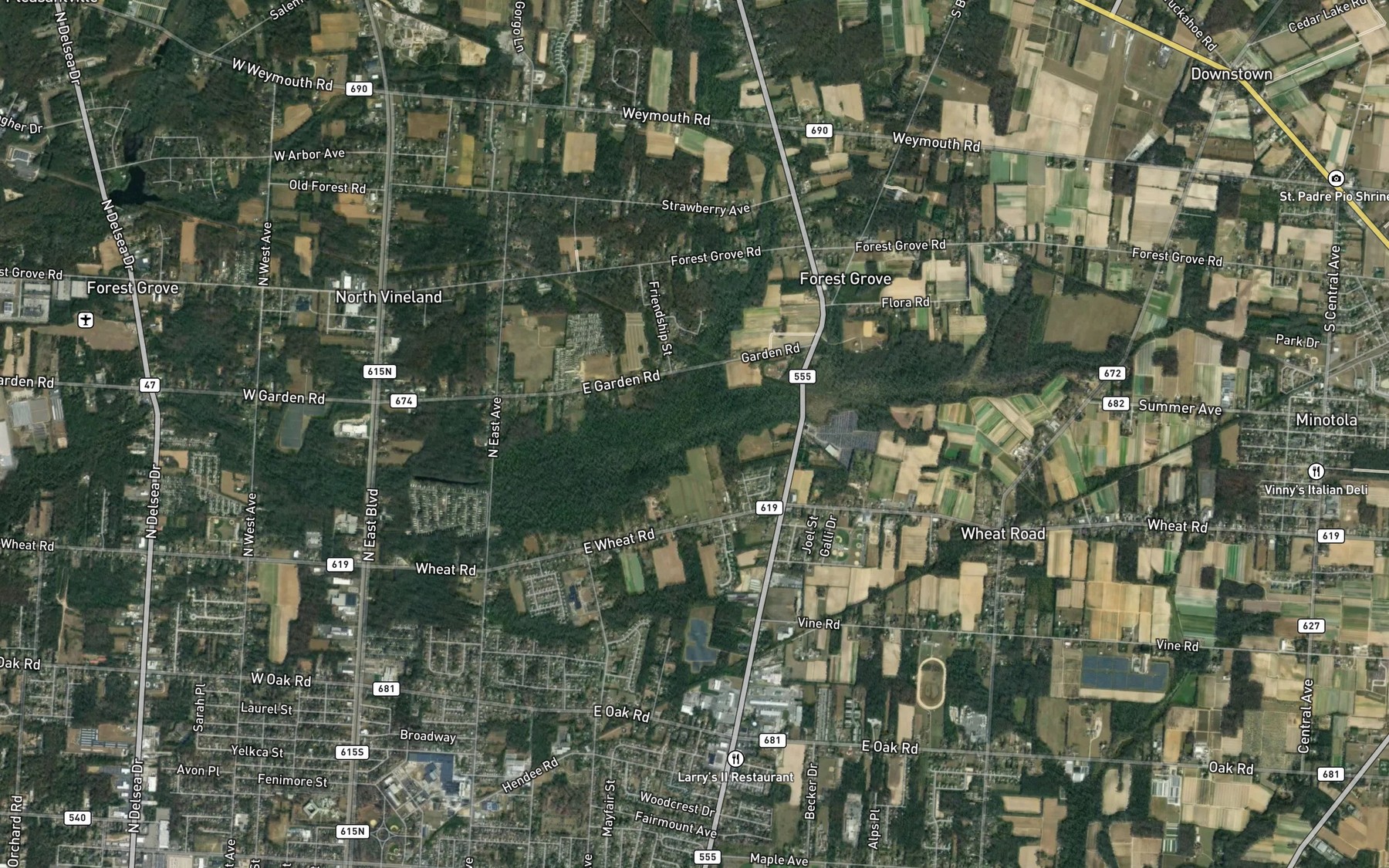 Satellite map of the Long Branch