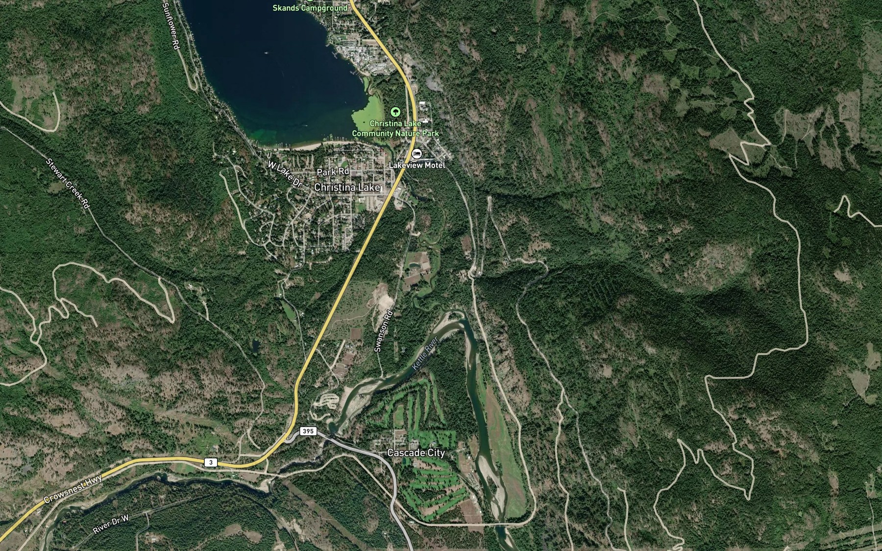 Satellite map of the Chandler Creek