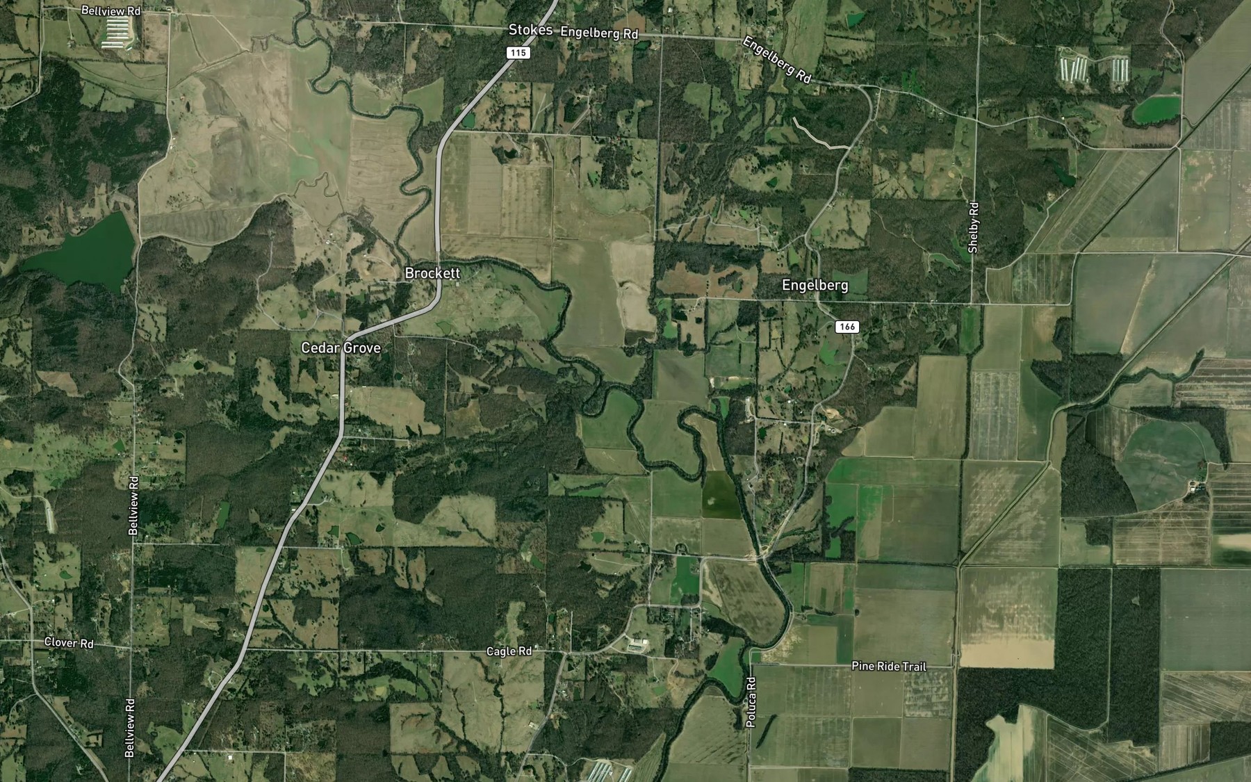 Satellite map of the Flat Lake Creek