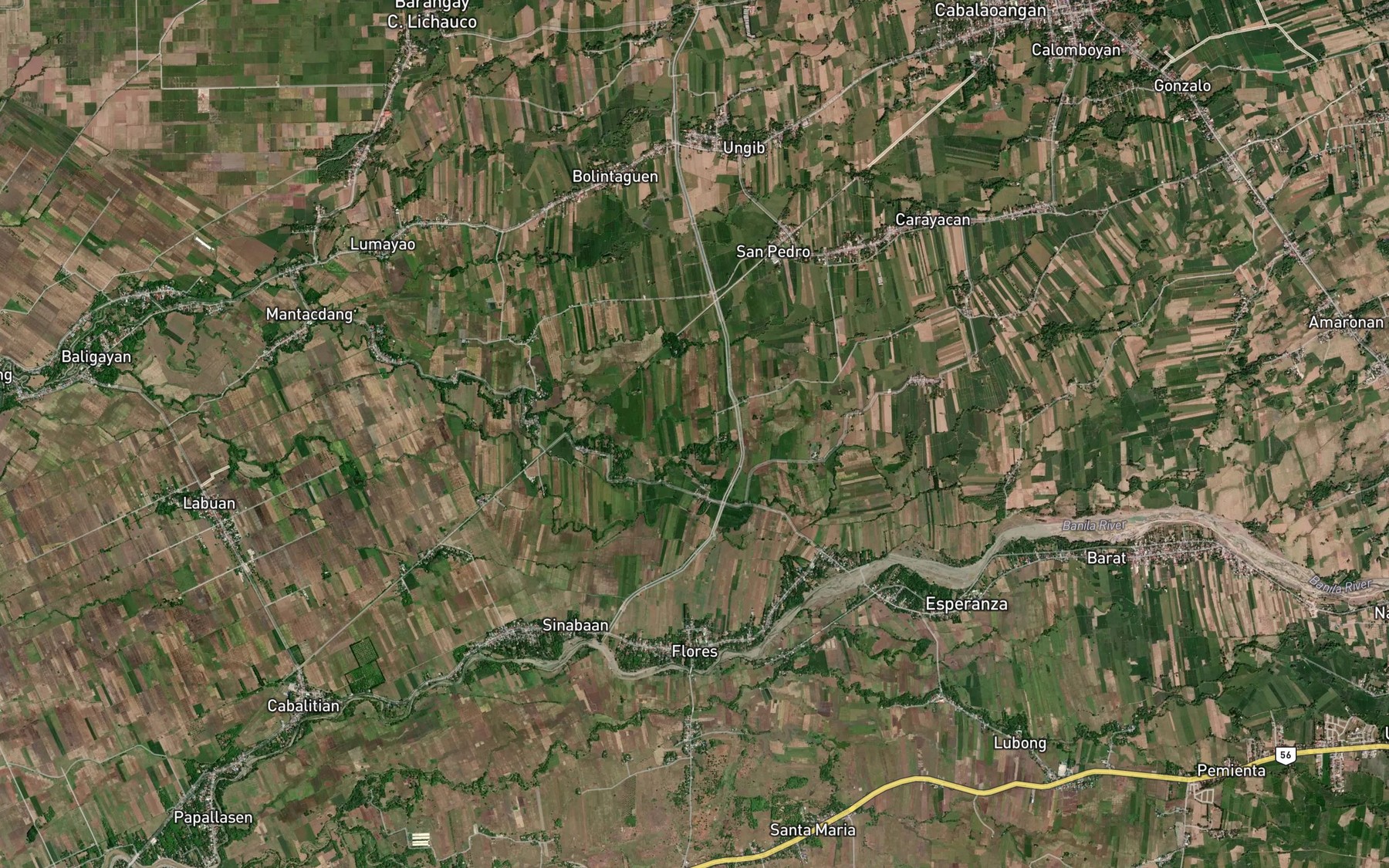 Satellite map of the Carayacan Creek