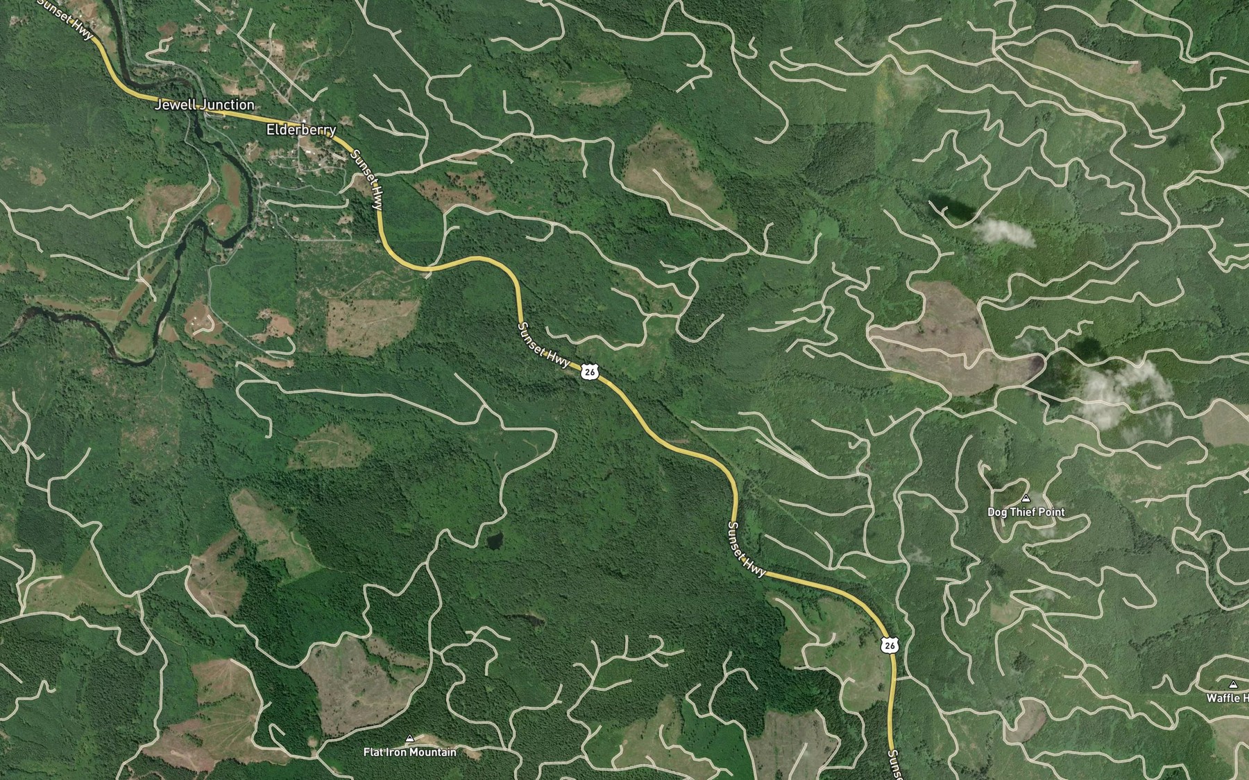 Satellite map of the South Fork Quartz Creek