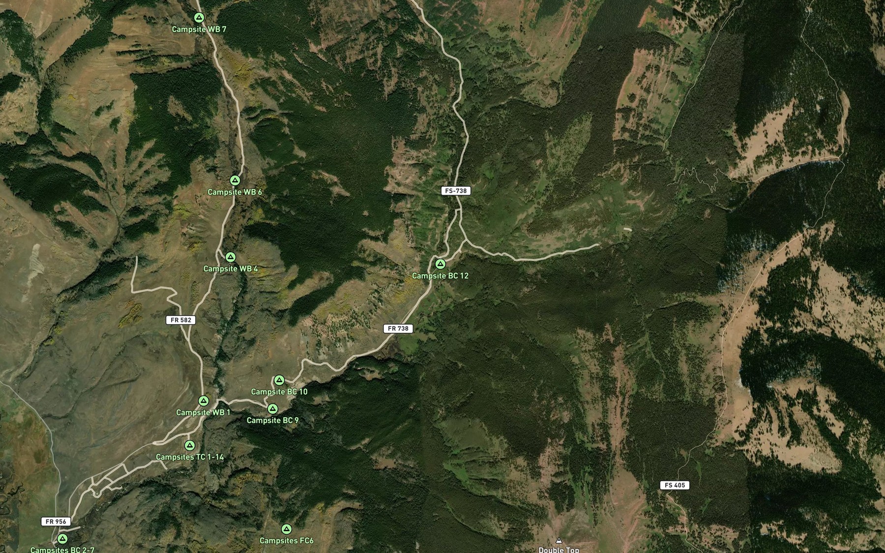 Satellite map of the Middle Brush Creek