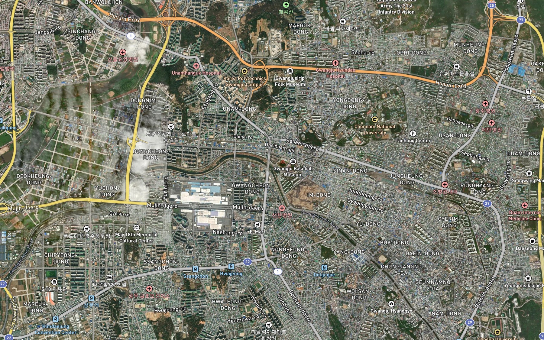Satellite map of the Gwangjucheon