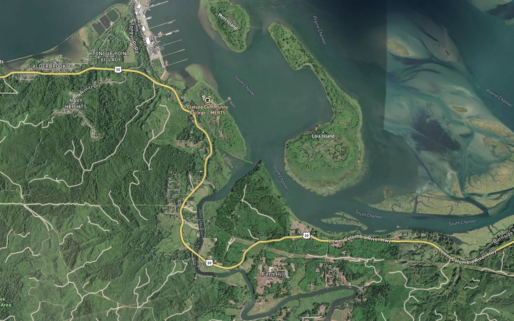 Satellite map of the John Day River