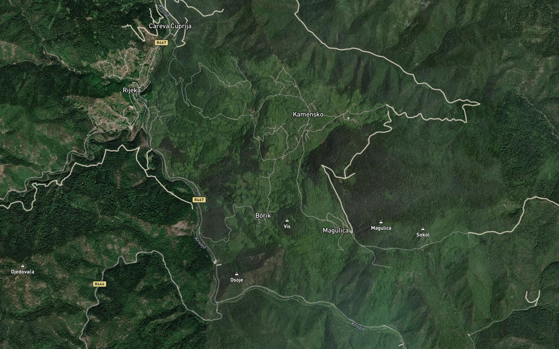Satellite map of the Vrela