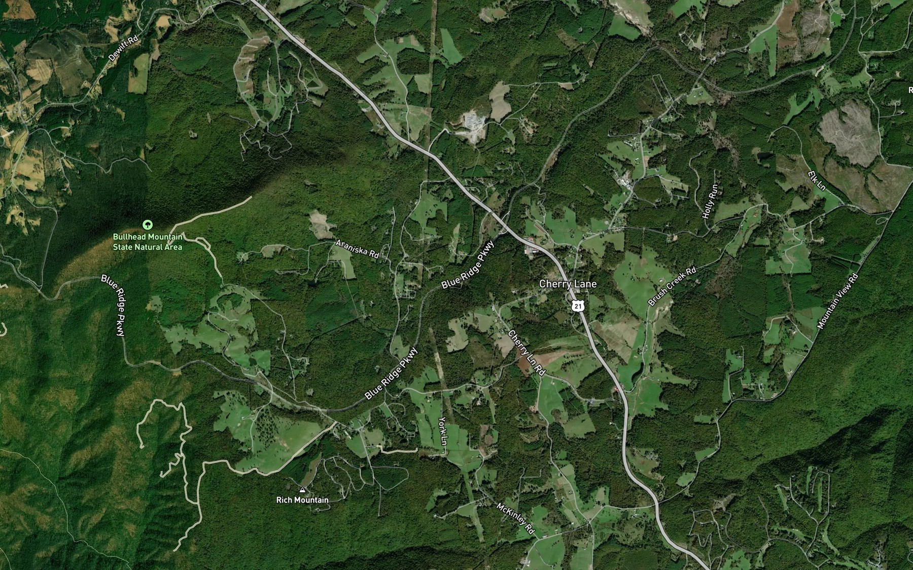 Satellite map of the Little Glade Millpond