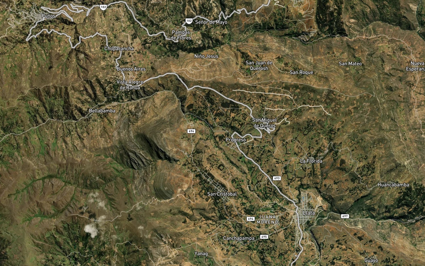 Satellite map of the Quebrada Poque