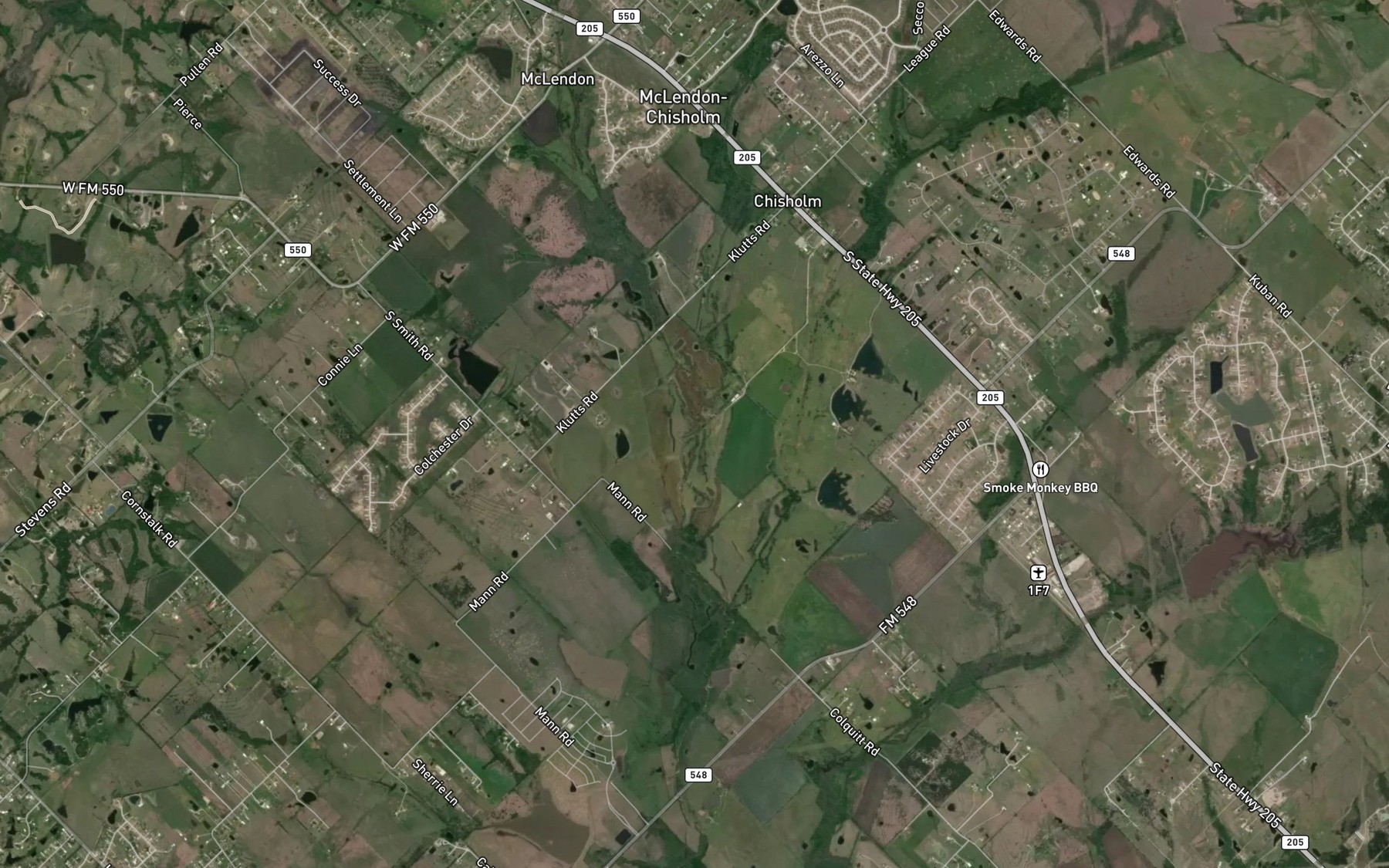 Satellite map of the Hackberry Creek