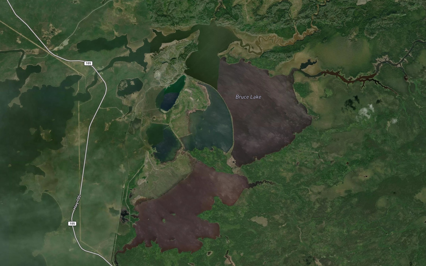 Satellite map of the Bruce Lake