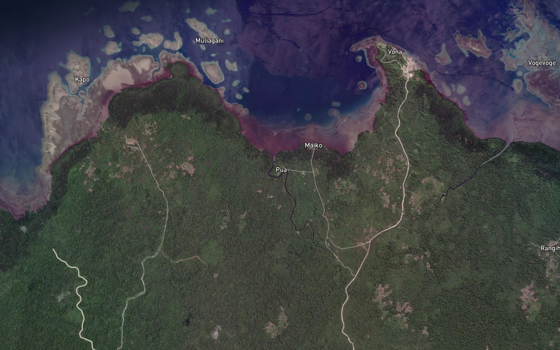 Satellite map of the Pua River