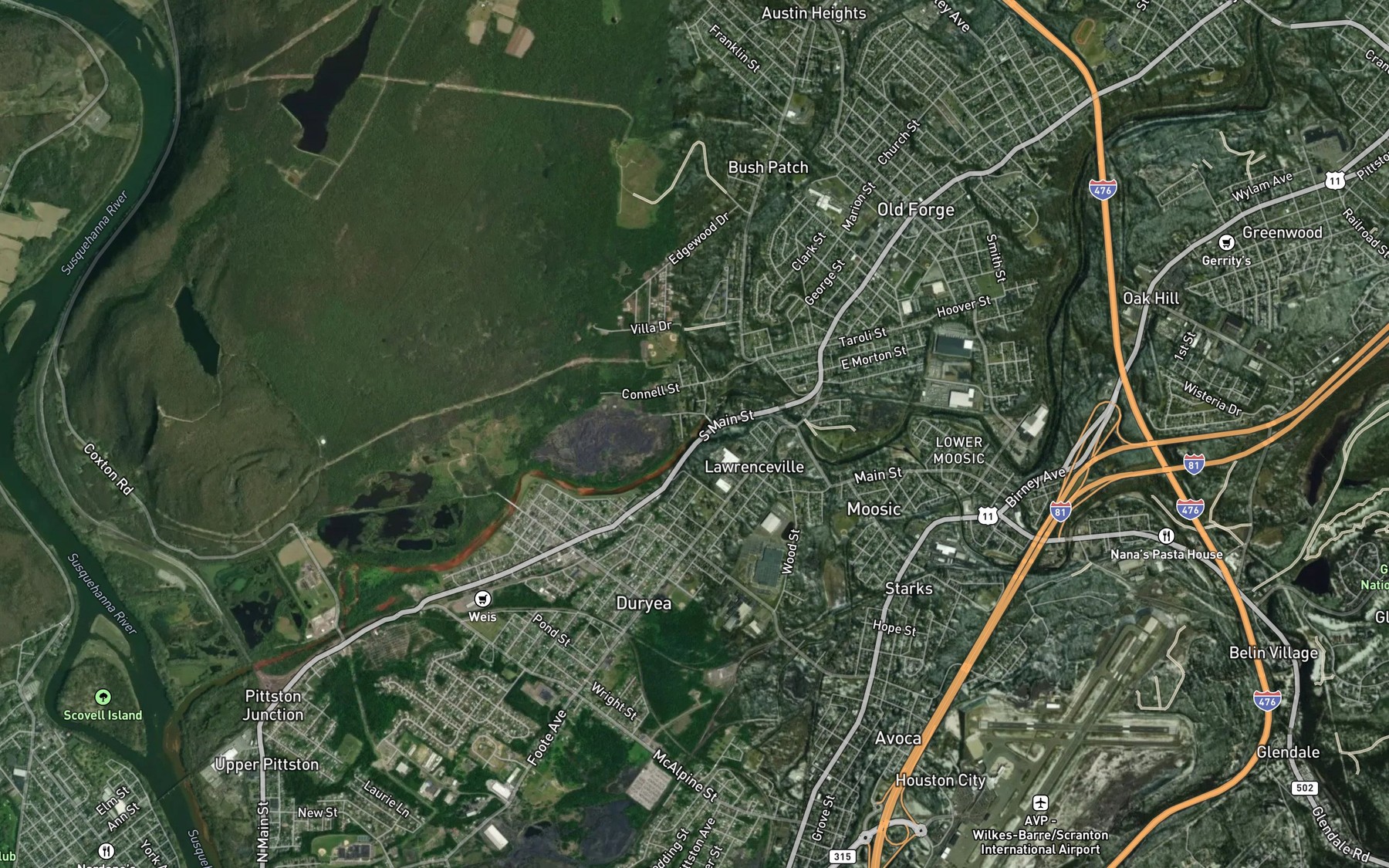 Satellite map of the Saint Johns Creek