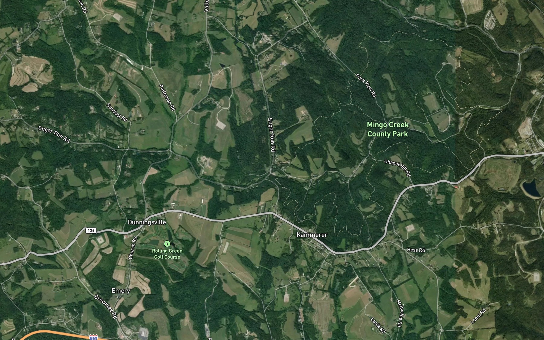 Satellite map of the Sugar Run