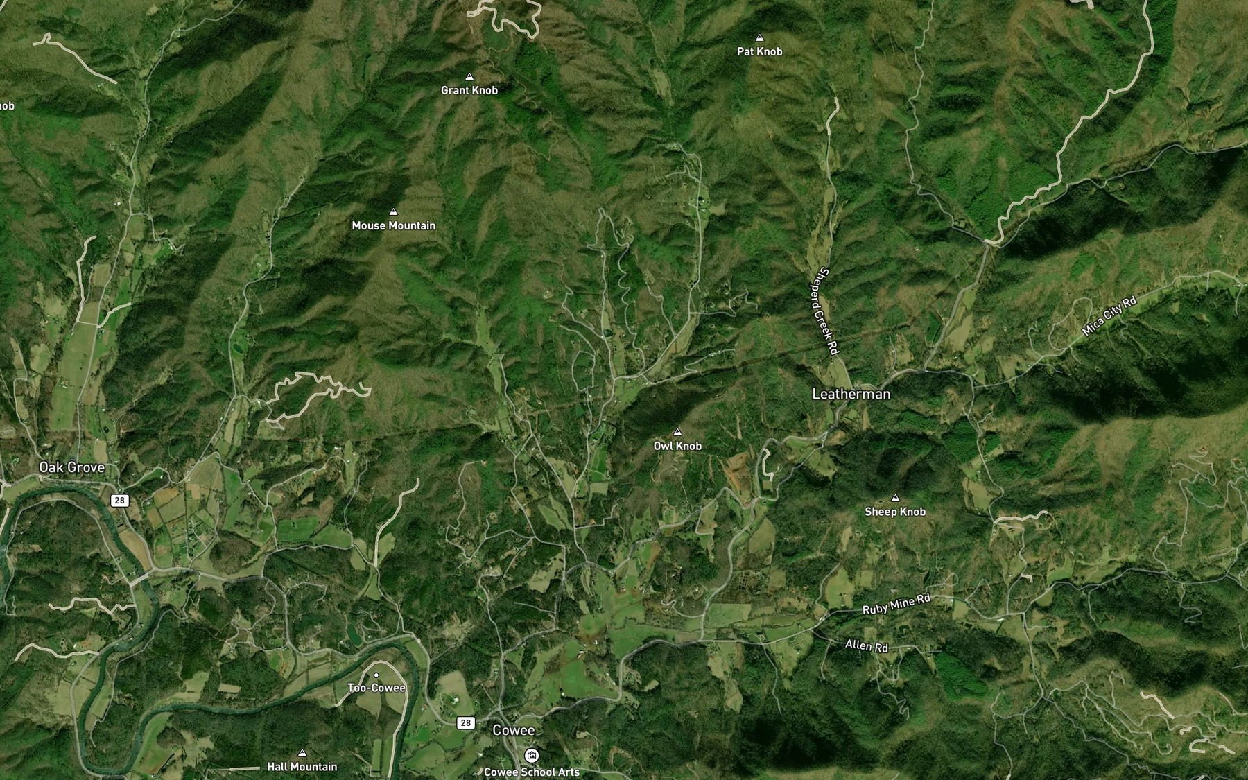 Satellite map of the Wests Branch