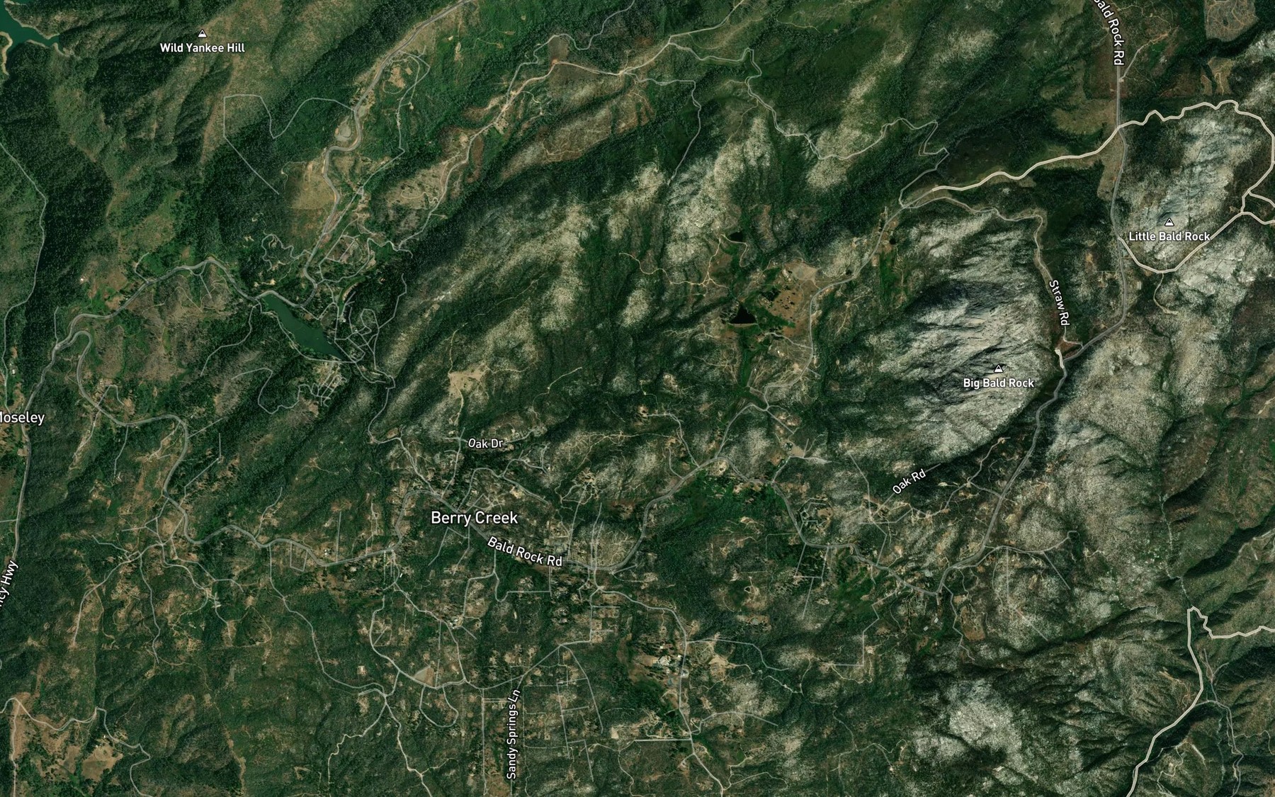Satellite map of the South Fork Berry Creek