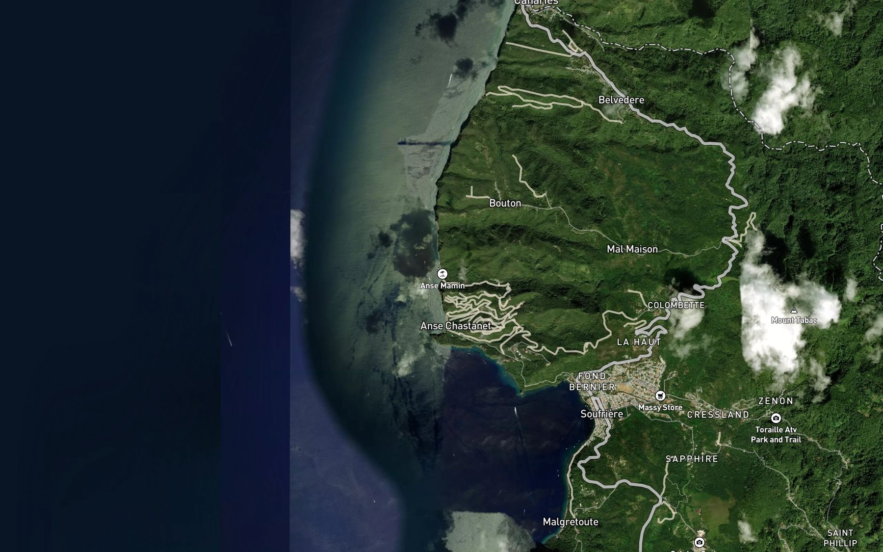 Satellite map of the Mamin River