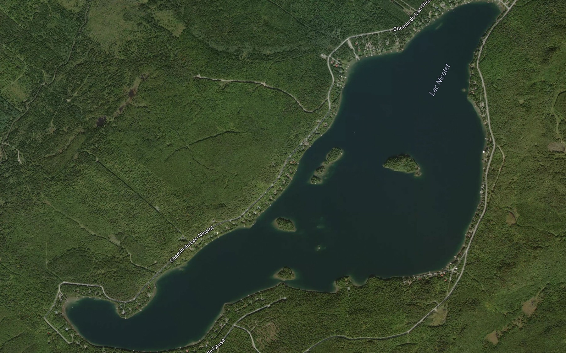 Satellite map of the Lac Nicolet