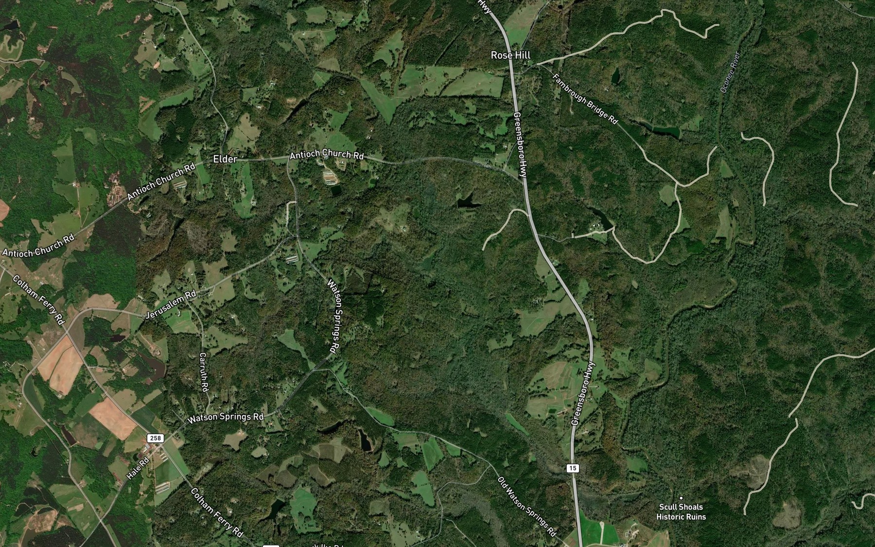 Satellite map of the Rocky Branch