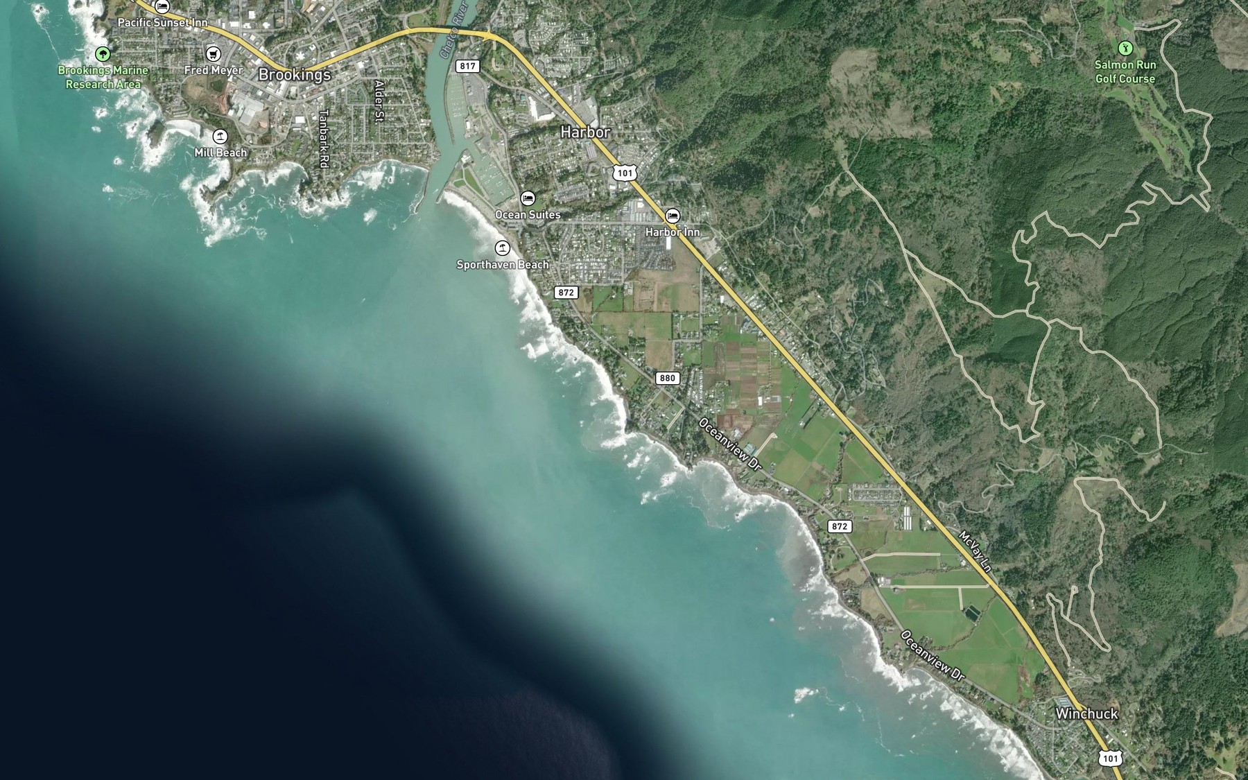 Satellite map of the Stack Creek