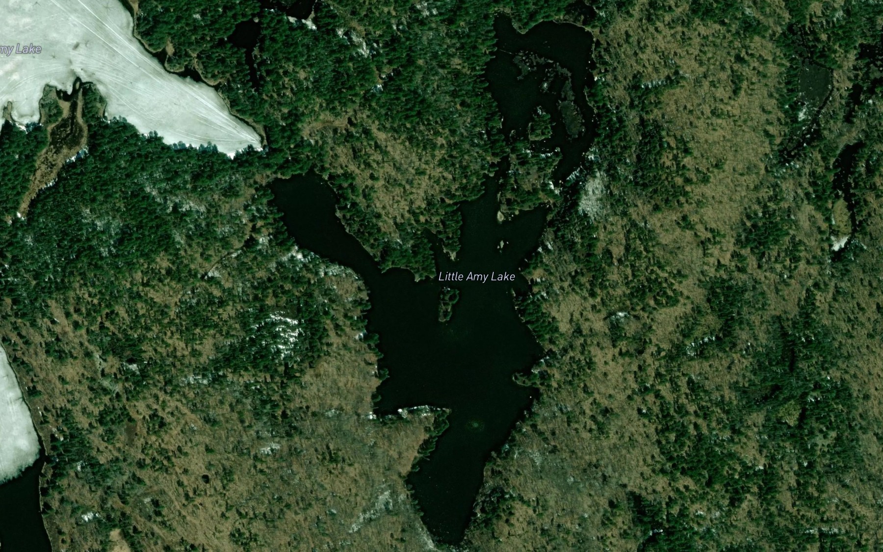 Satellite map of the Little Amy Lake