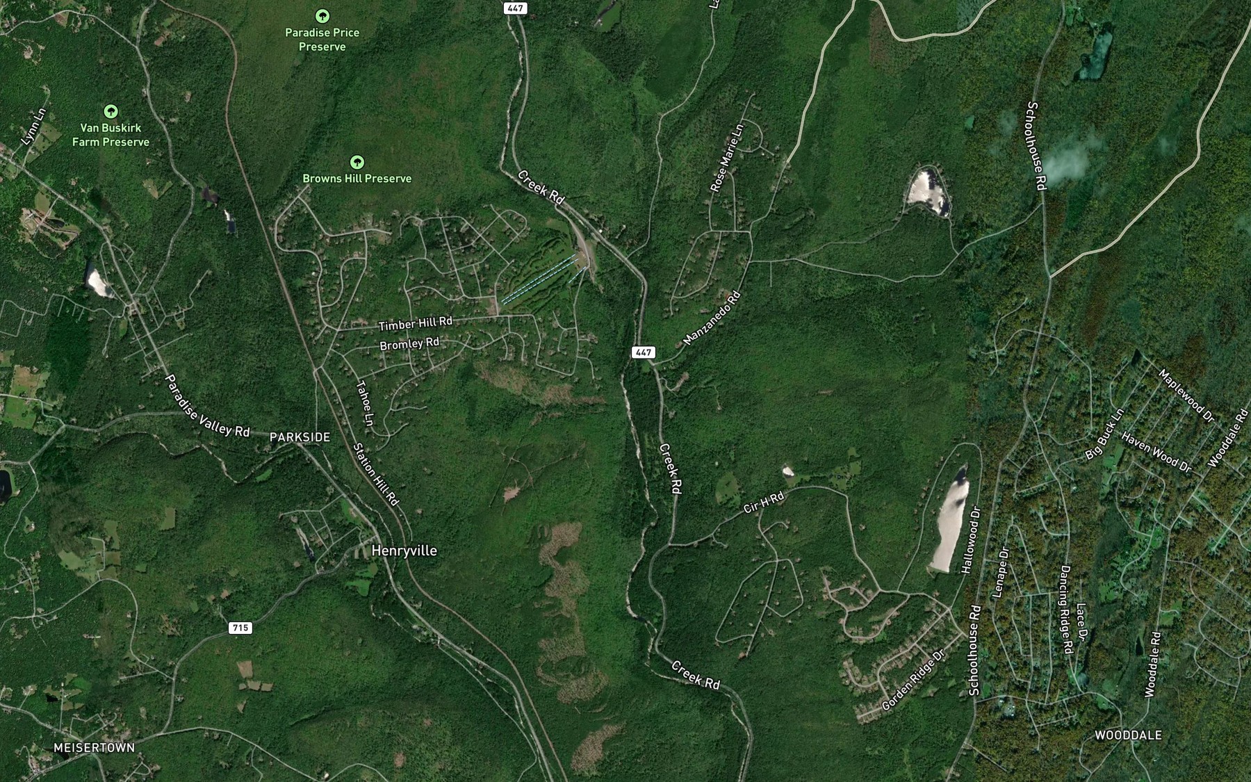 Satellite map of the Pine Mountain Run