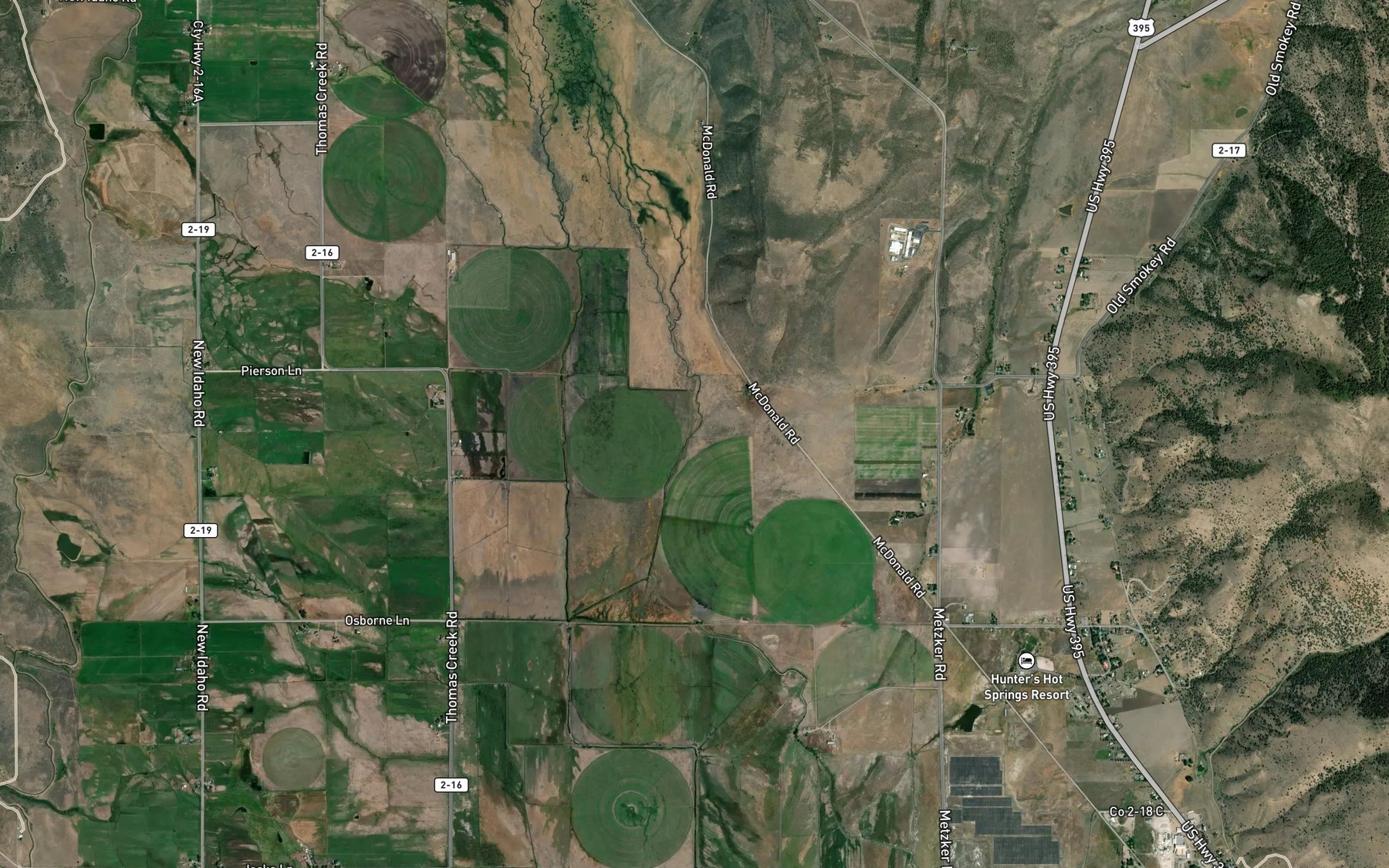 Satellite map of the Camp Creek