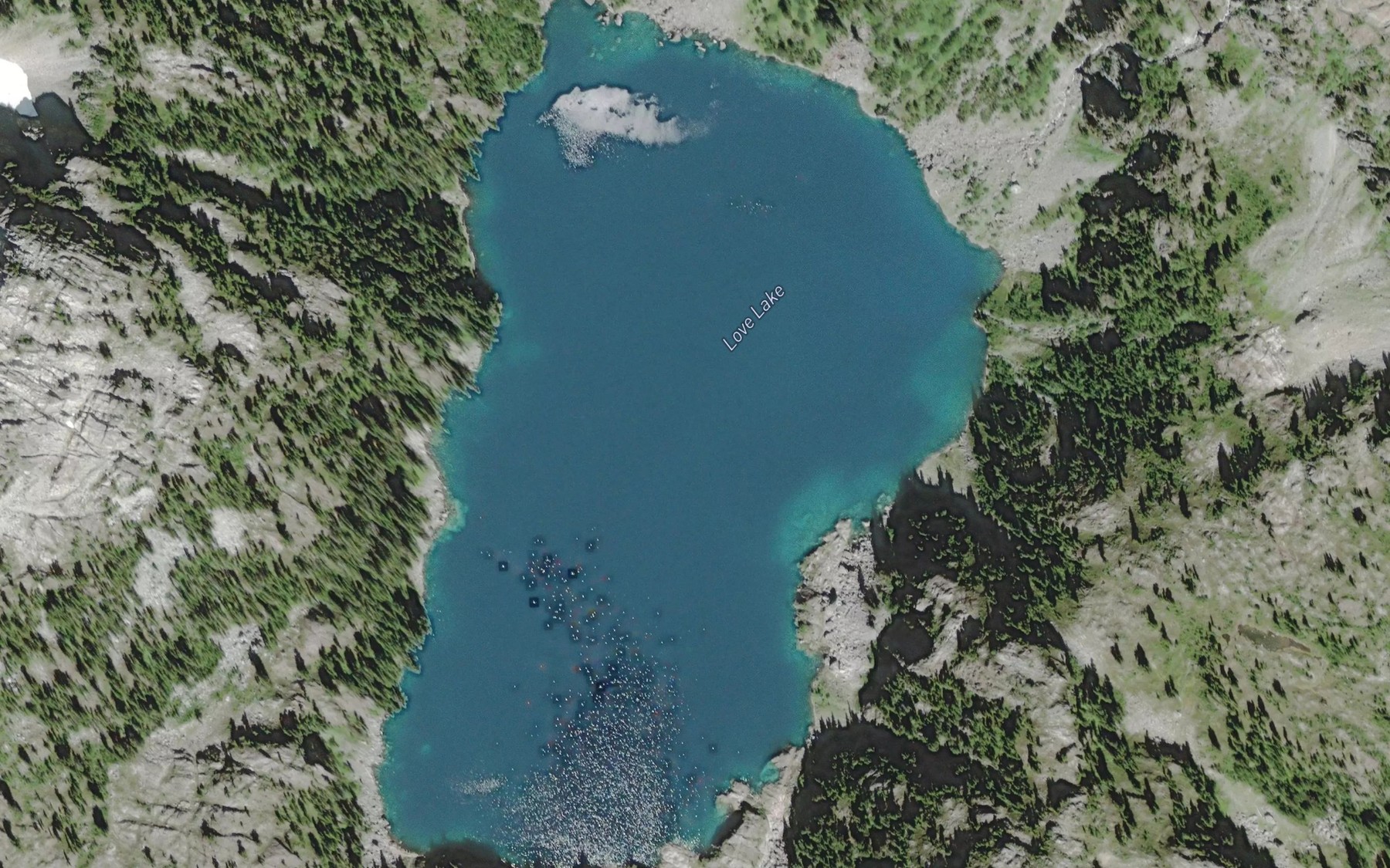 Satellite map of the Love Lake