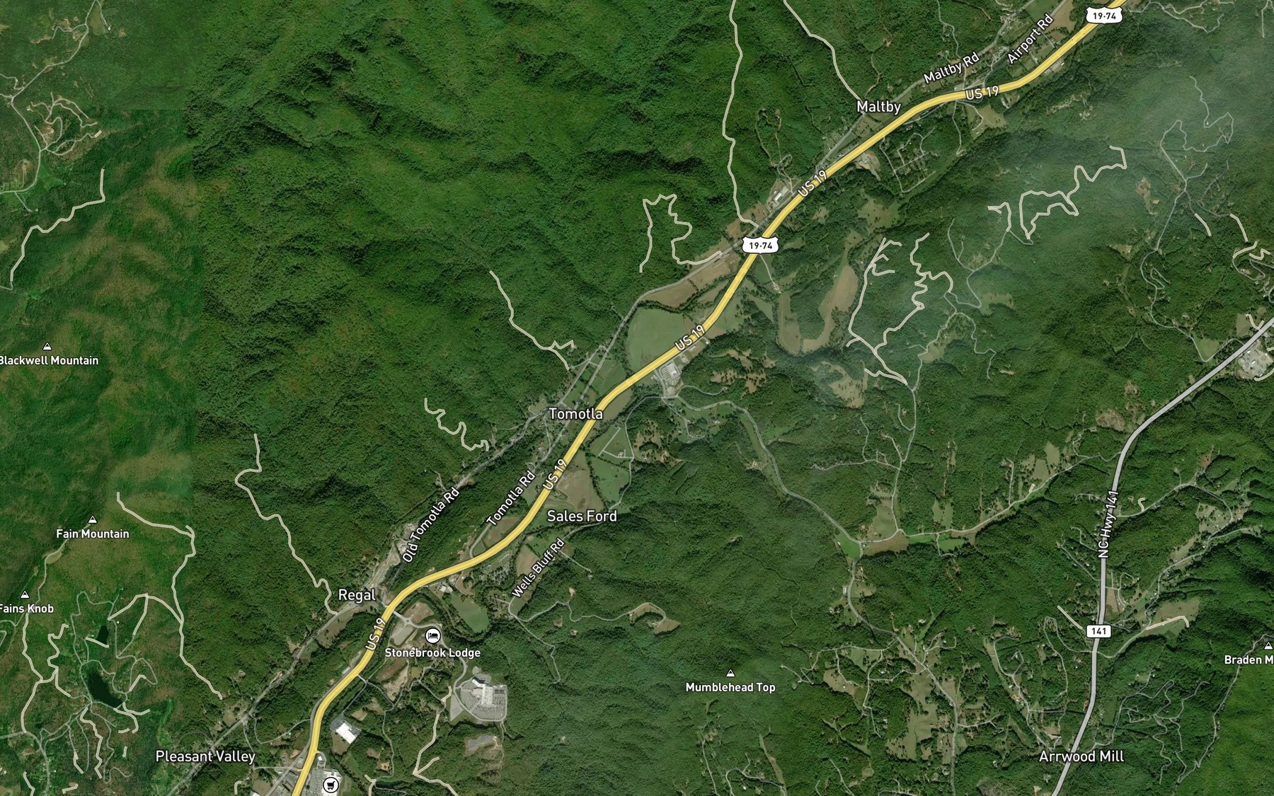 Satellite map of the Rogers Creek