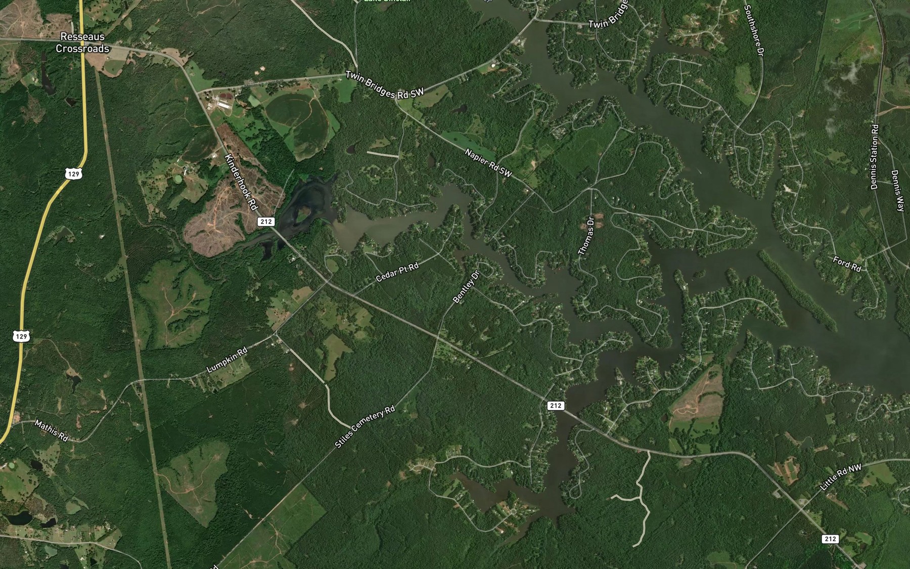 Satellite map of the Little Cedar Creek