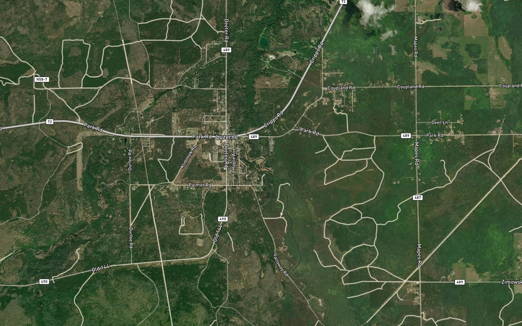 Satellite map of the Luzerne Pond