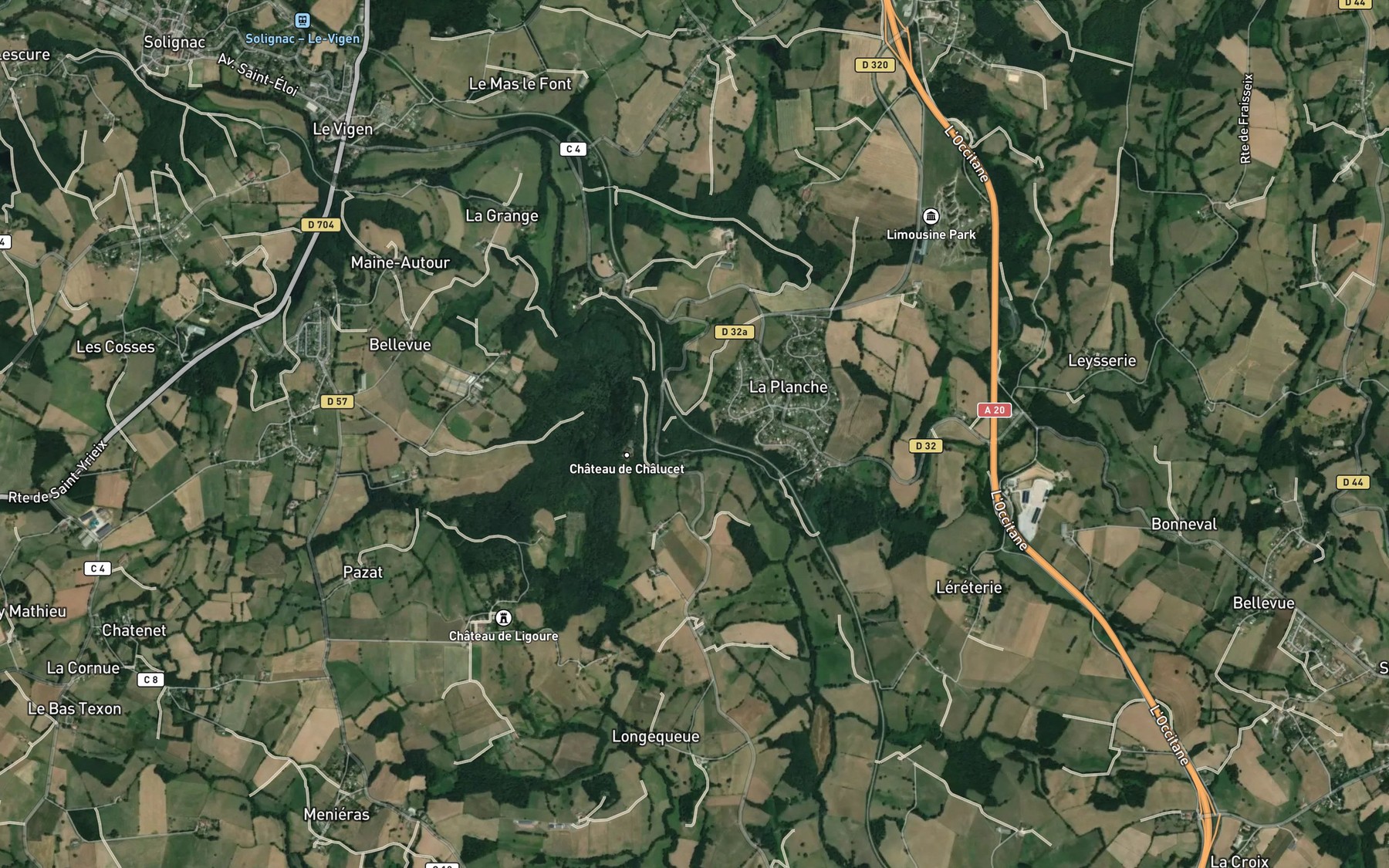 Satellite map of the Ligoure
