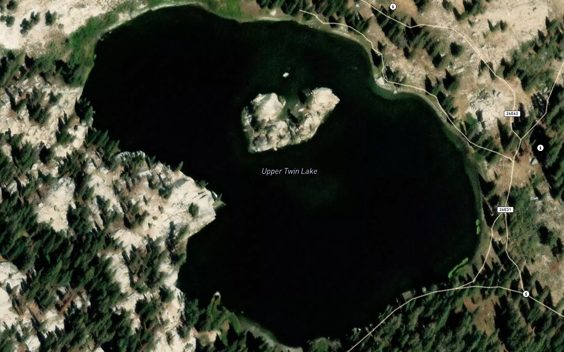 Satellite map of the Upper Twin Lake