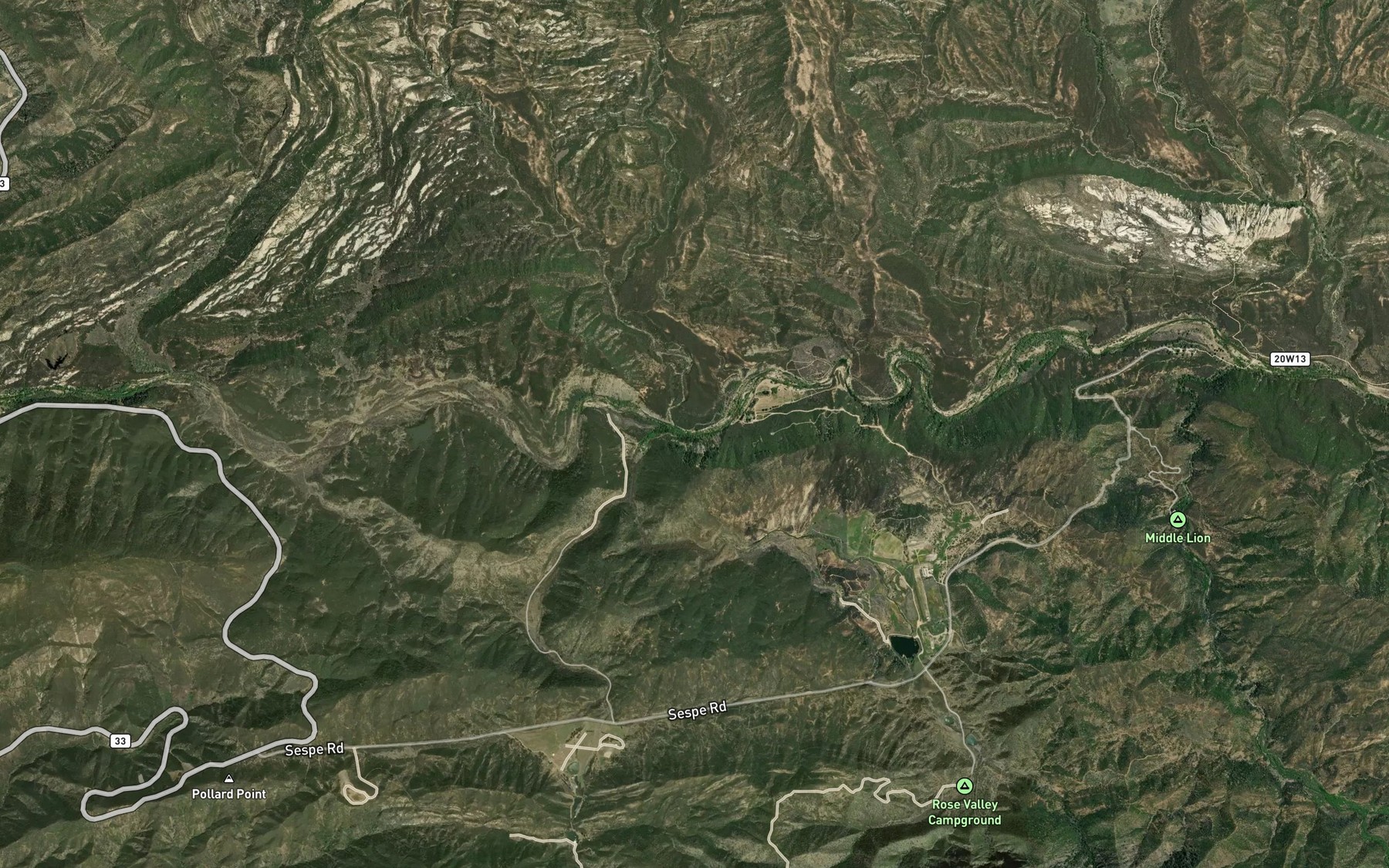 Satellite map of the Rock Creek
