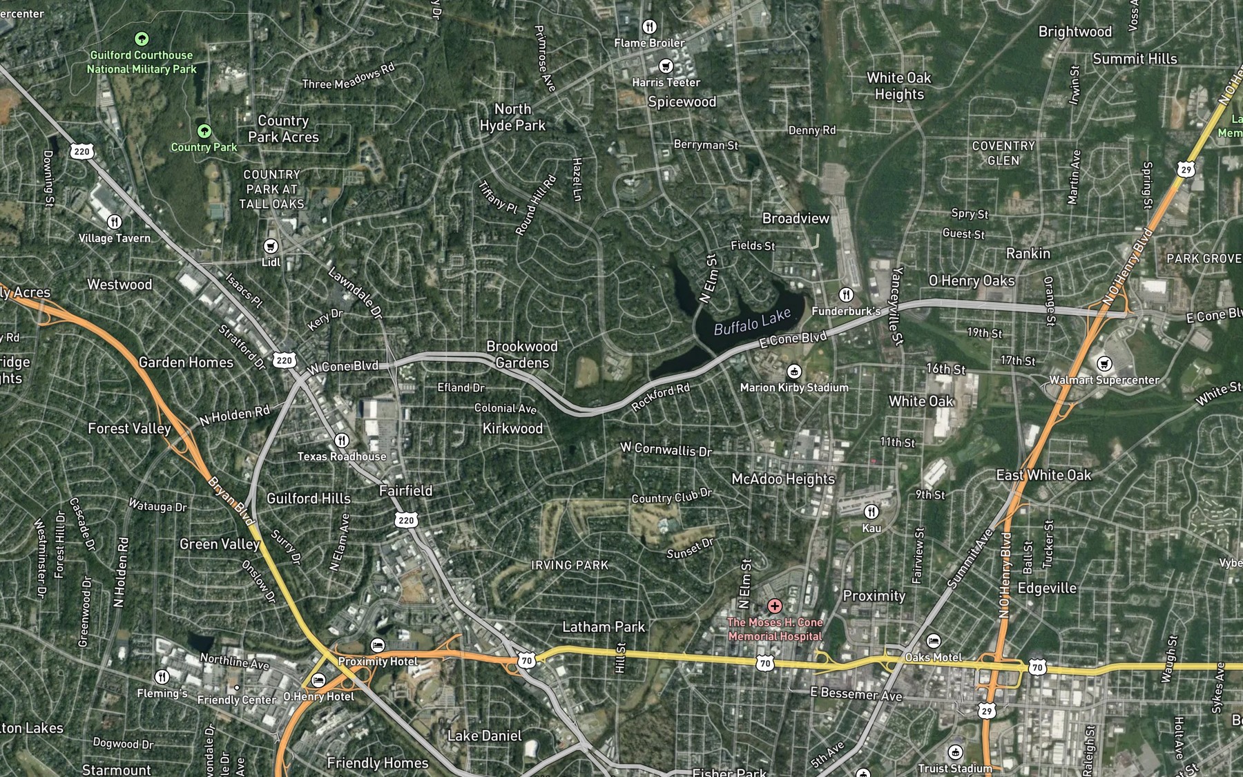 Satellite map of the Philadelphia Lake