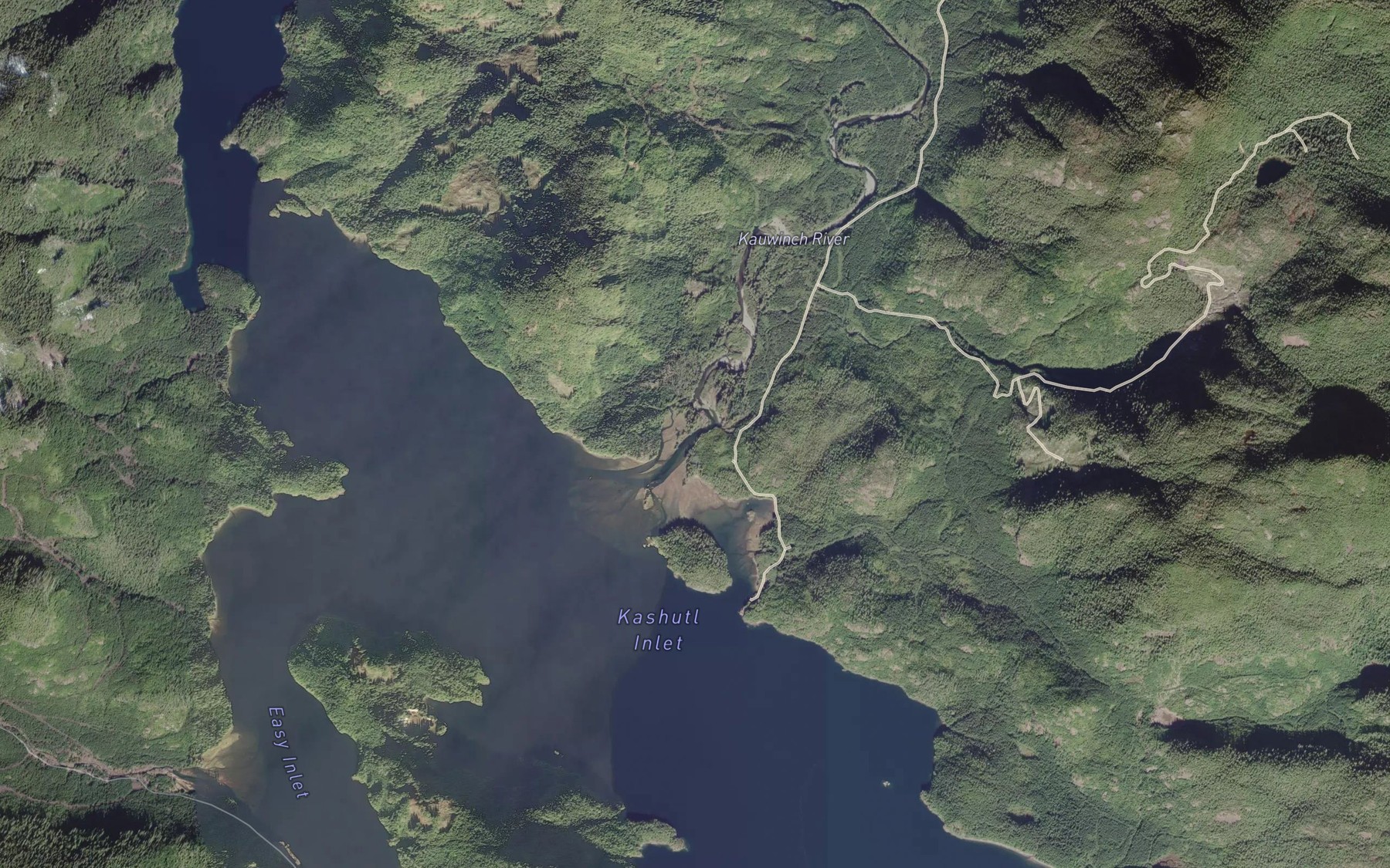 Satellite map of the Kauwinch River