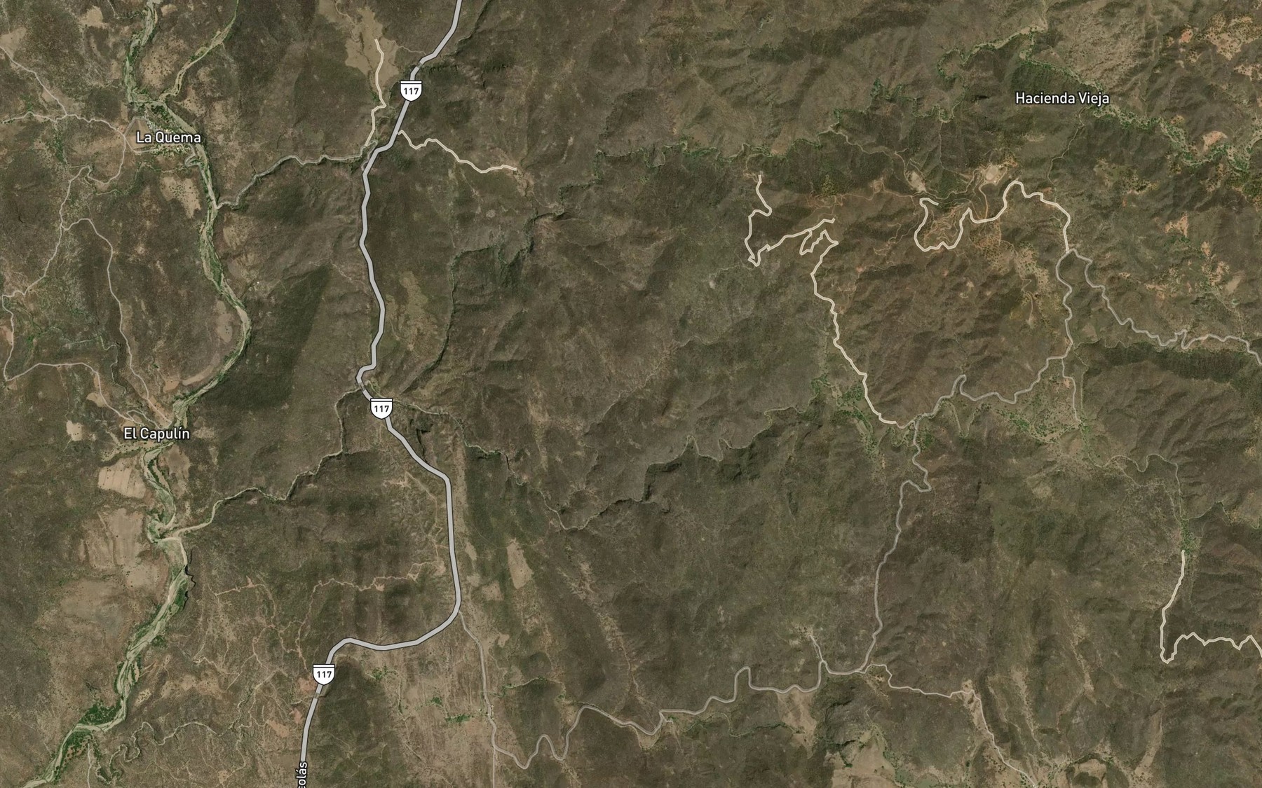 Satellite map of the Barranca Pasada los Mimbres