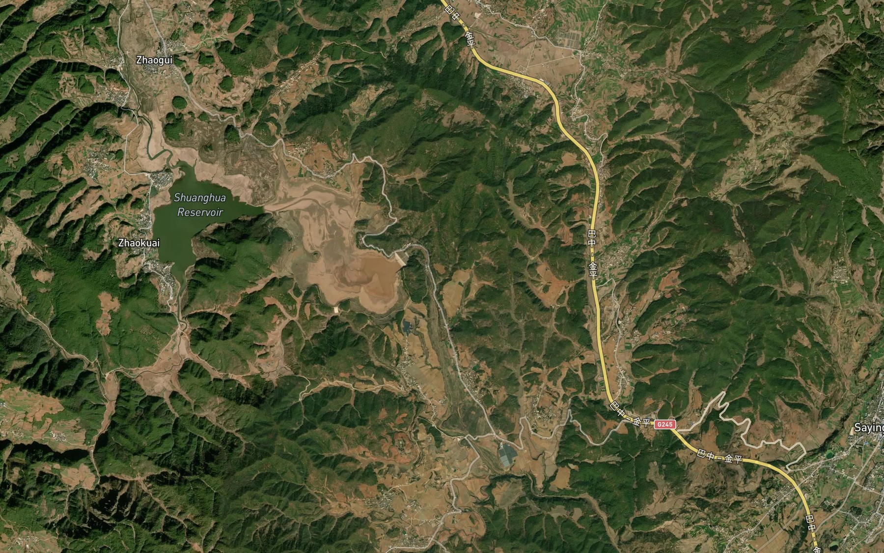 Satellite map of the Shiban He