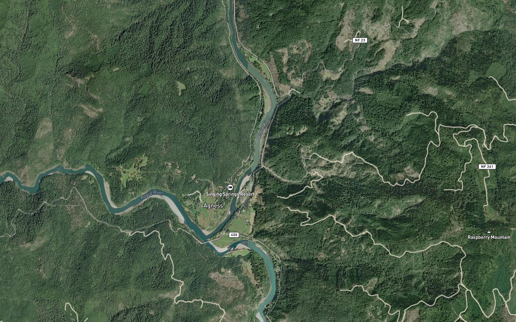 Satellite map of the Snout Creek