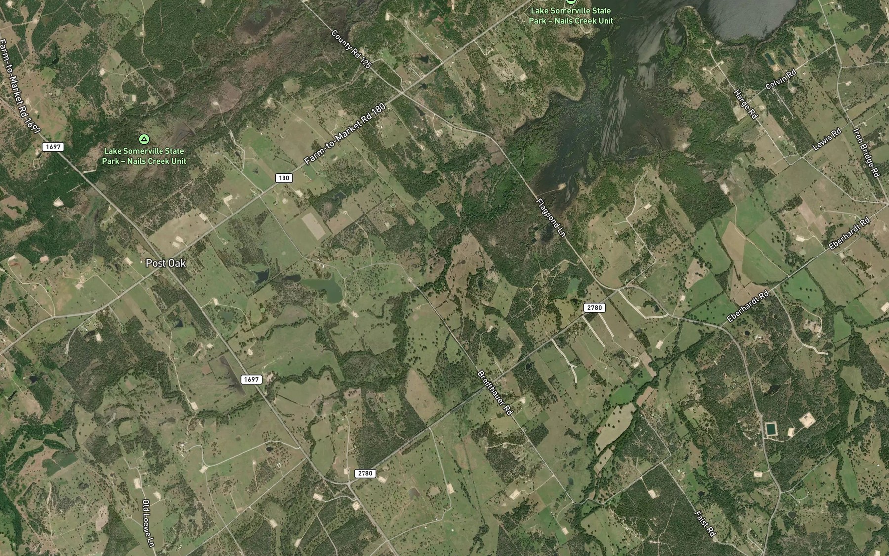 Satellite map of the Alum Creek