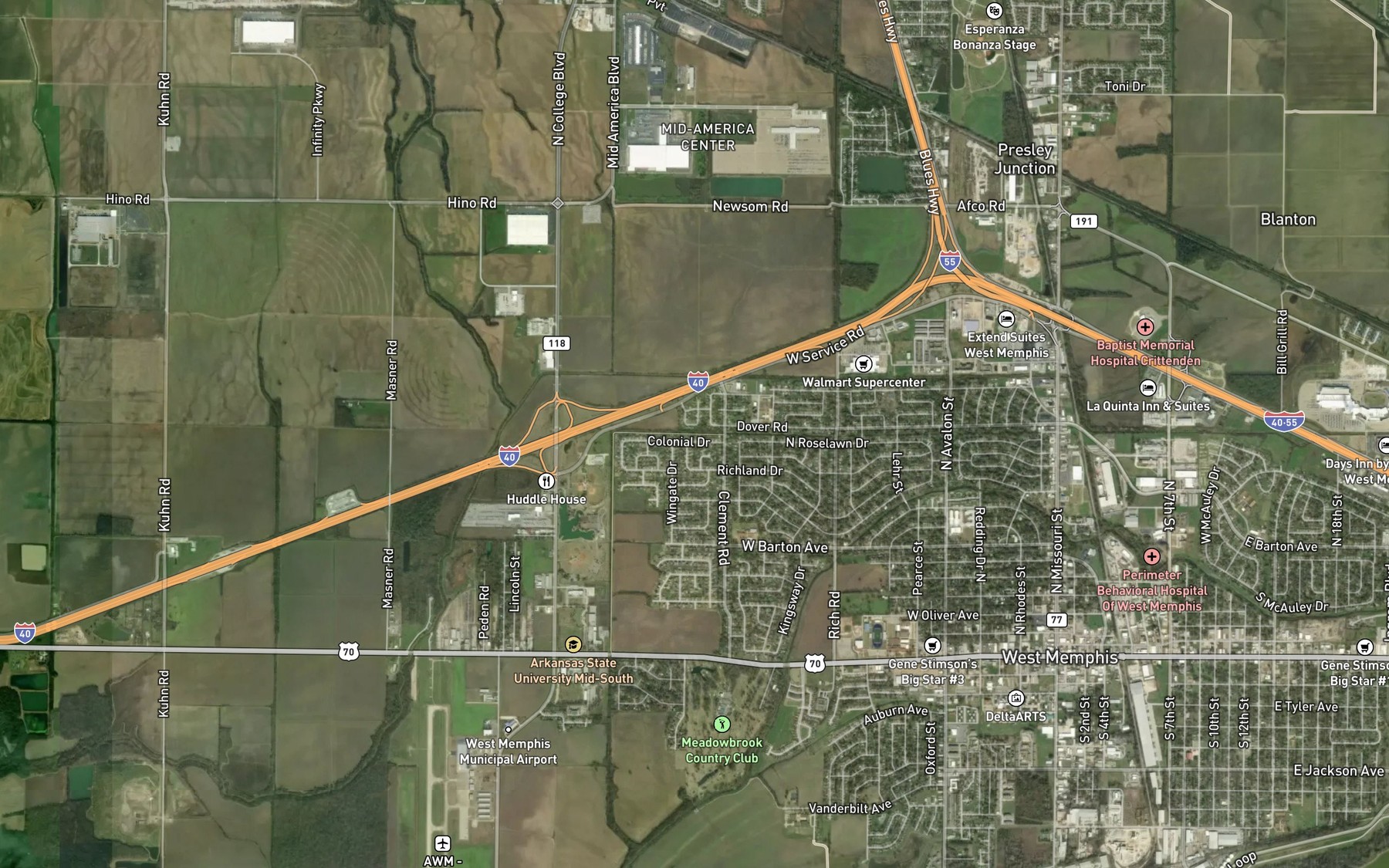 Satellite map of the Ditch Number 14