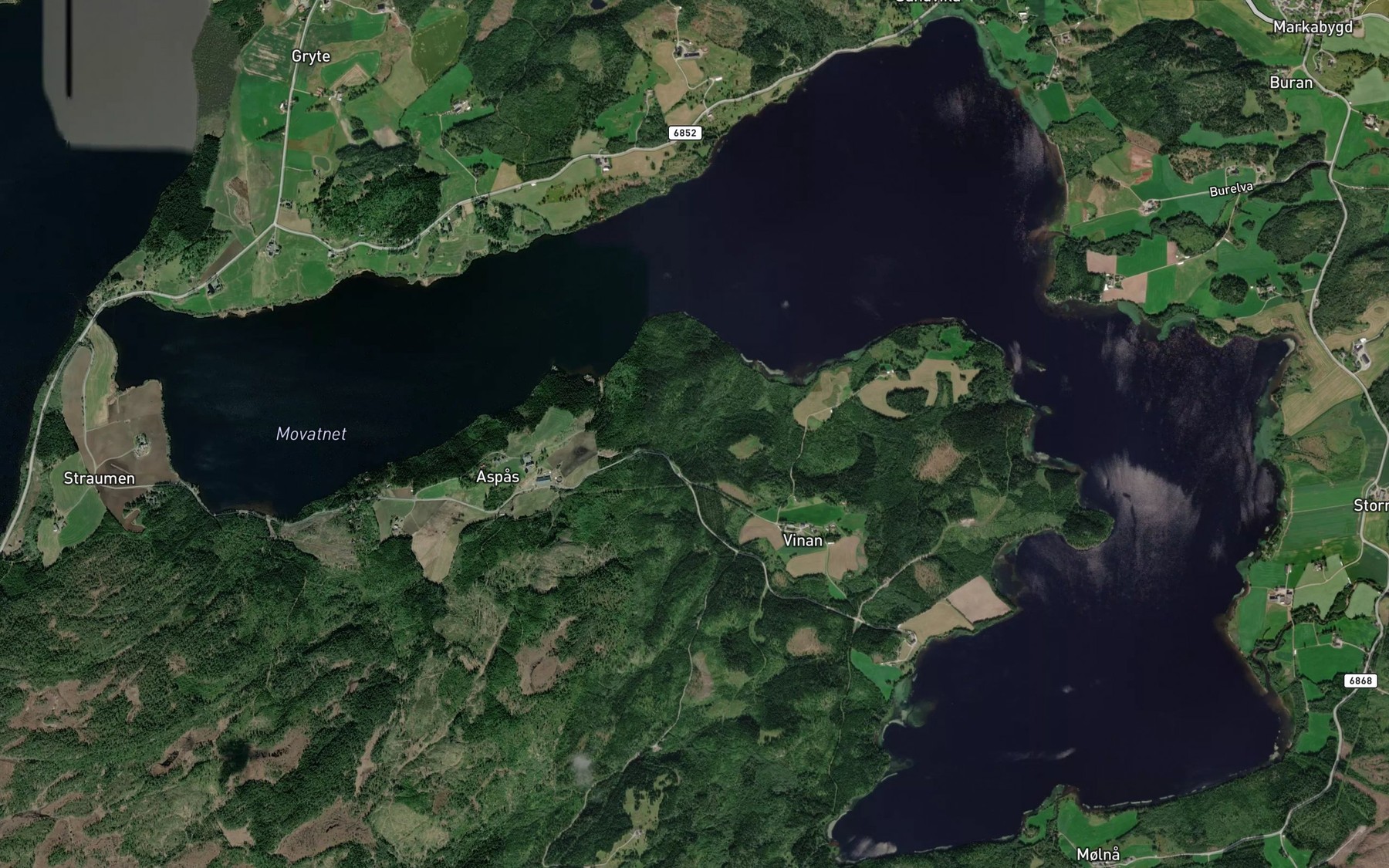 Satellite map of the Movatnet