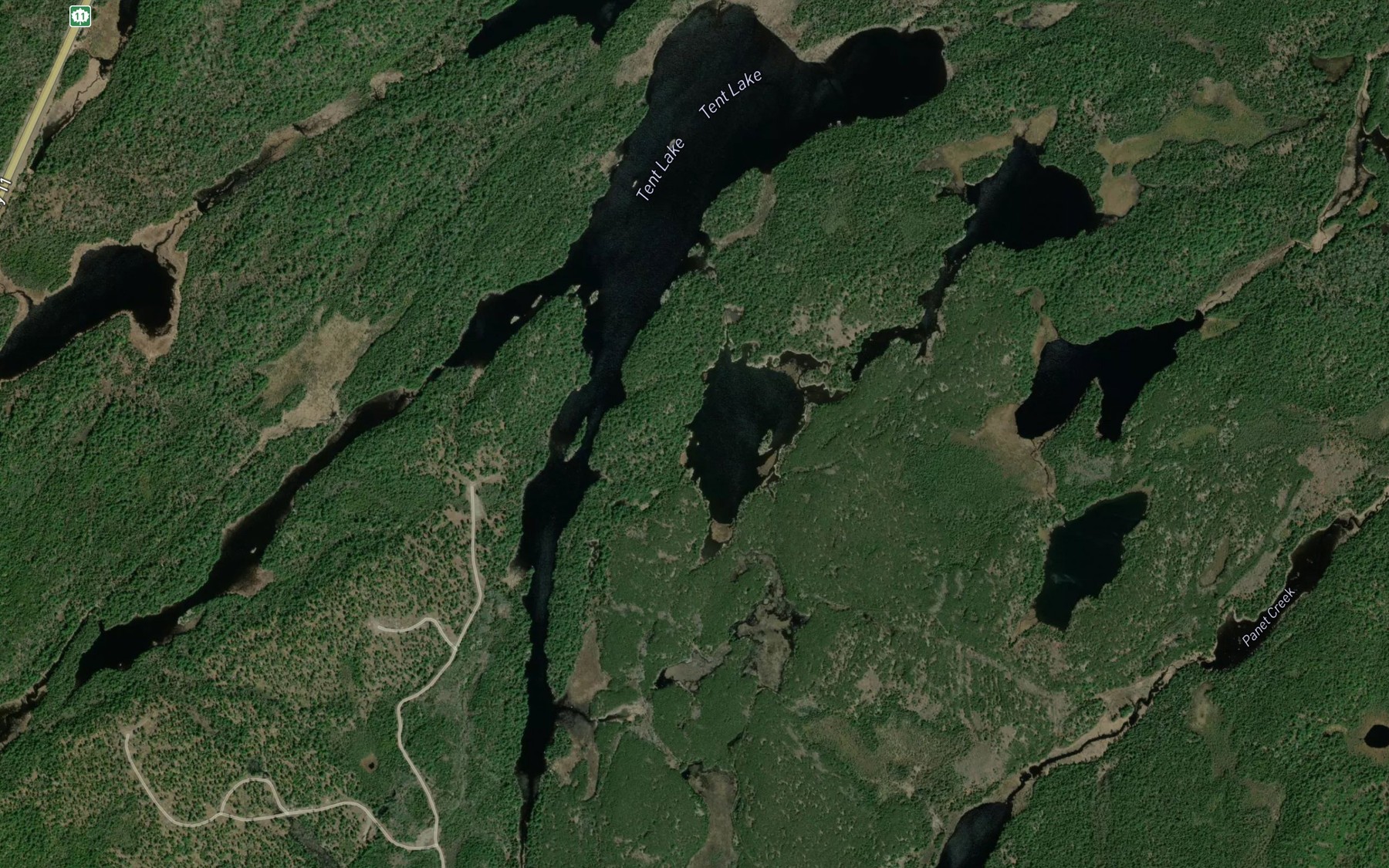 Satellite map of the Tent Lake