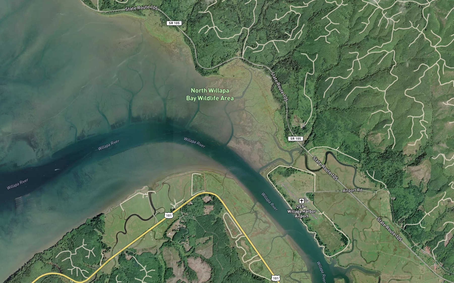 Satellite map of the Fredrickson Slough