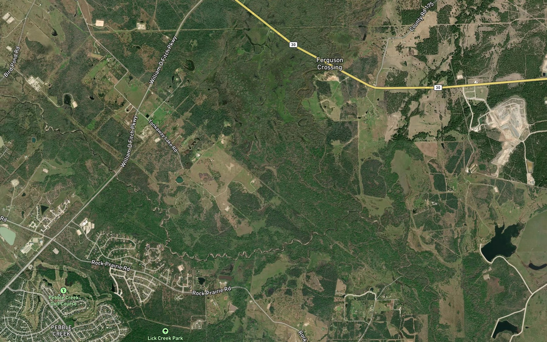 Satellite map of the Tonkaway Lake