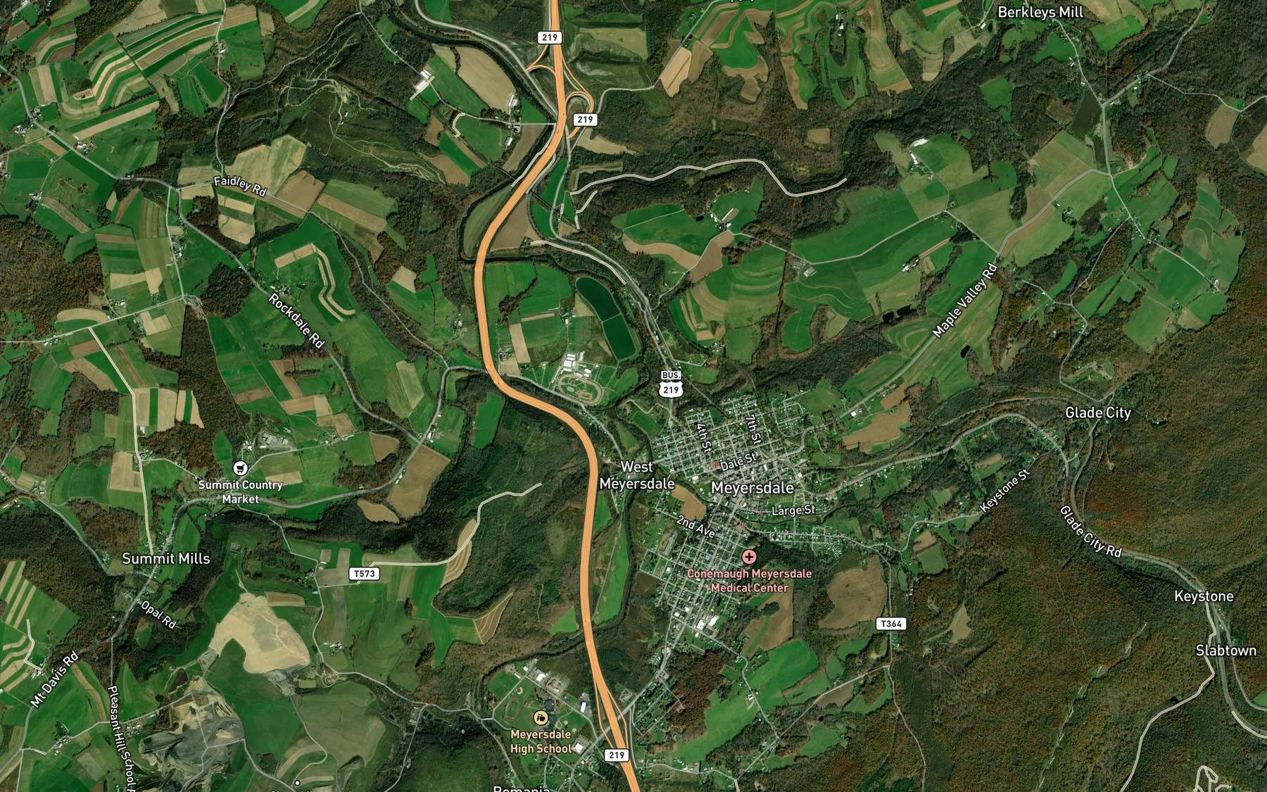 Satellite map of the Elklick Creek