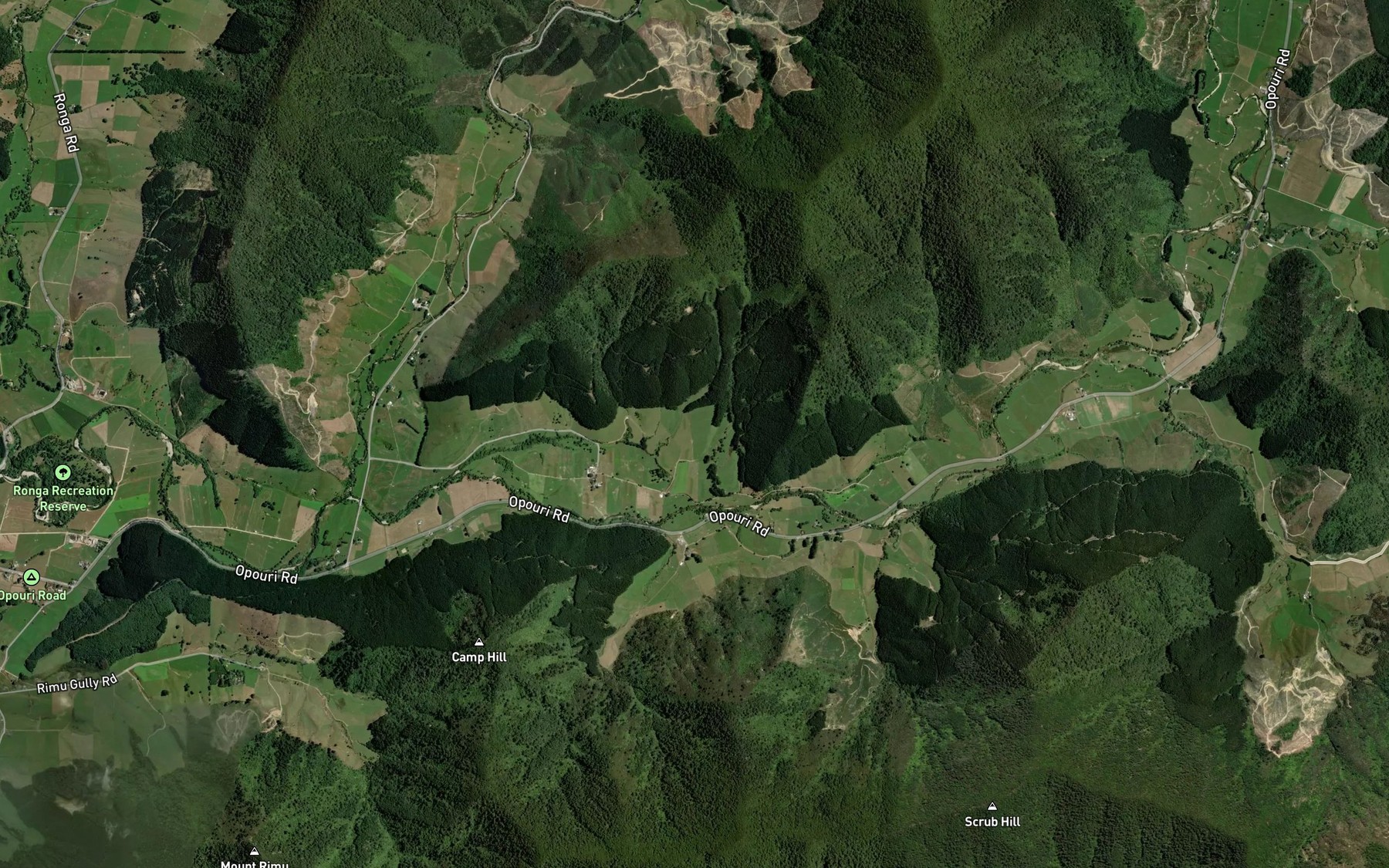 Satellite map of the Opouri River