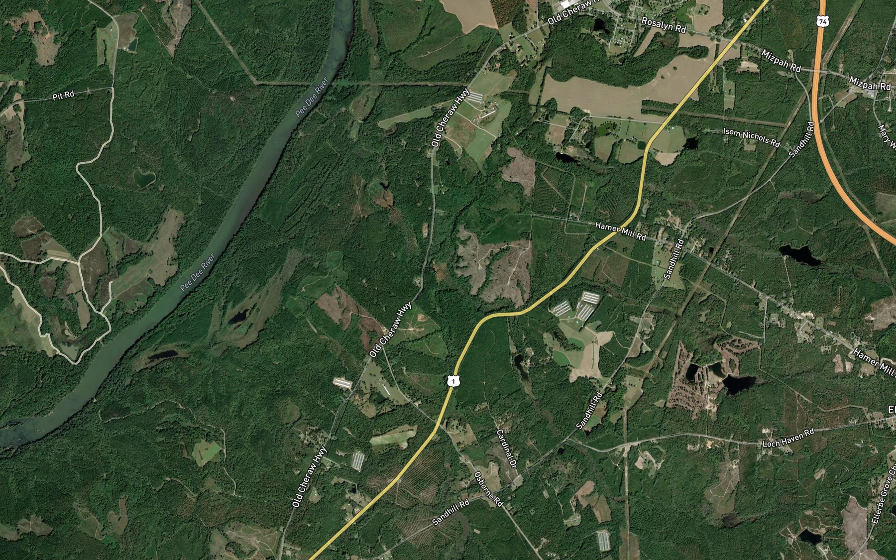 Satellite map of the Baggetts Creek