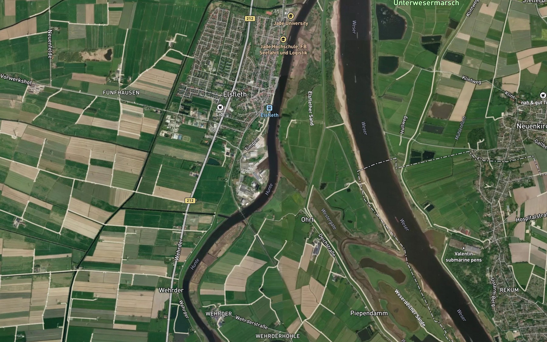 Satellite map of the Hunte